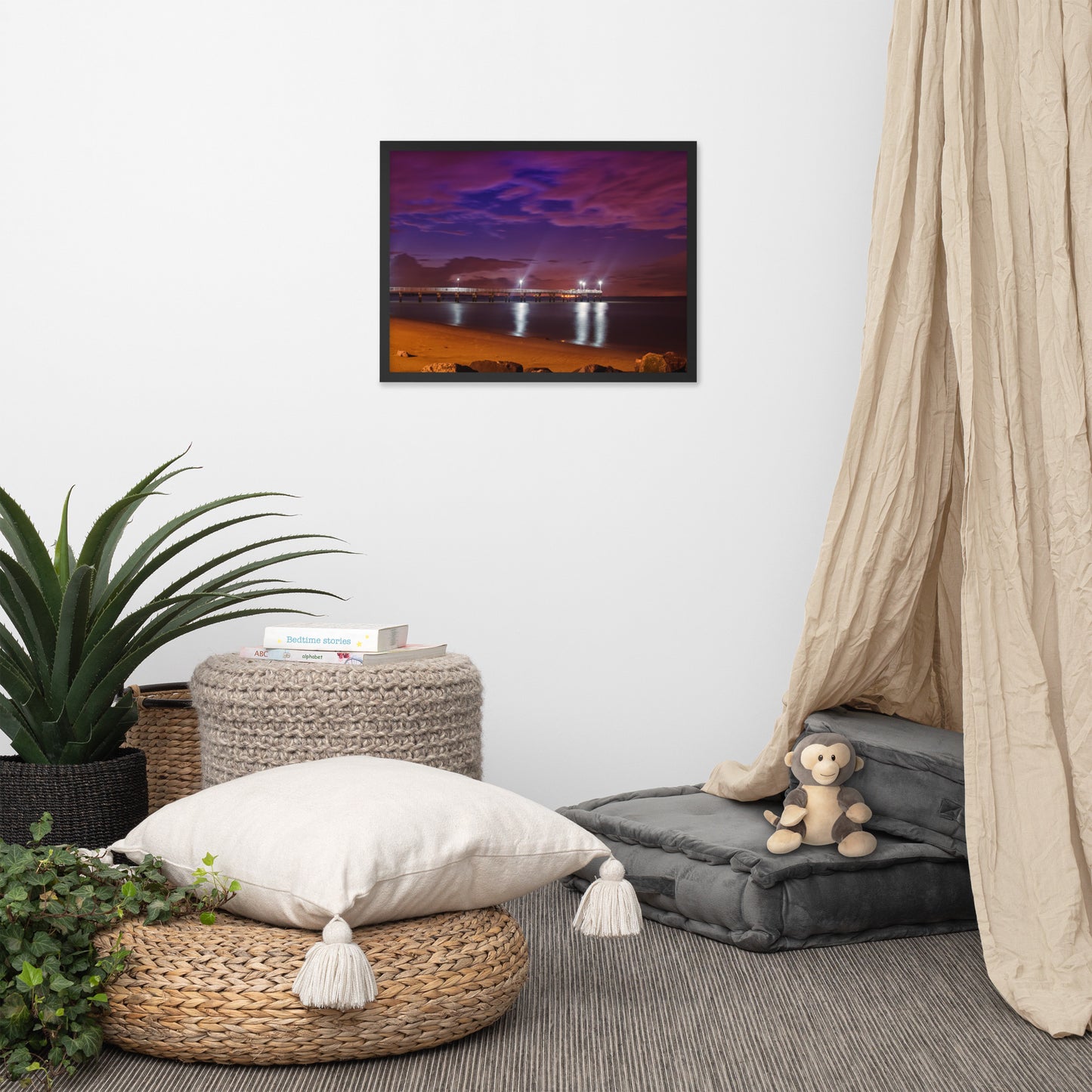 The Pier At Woodland Beach Urban Landscape Photo Framed Wall Art Print