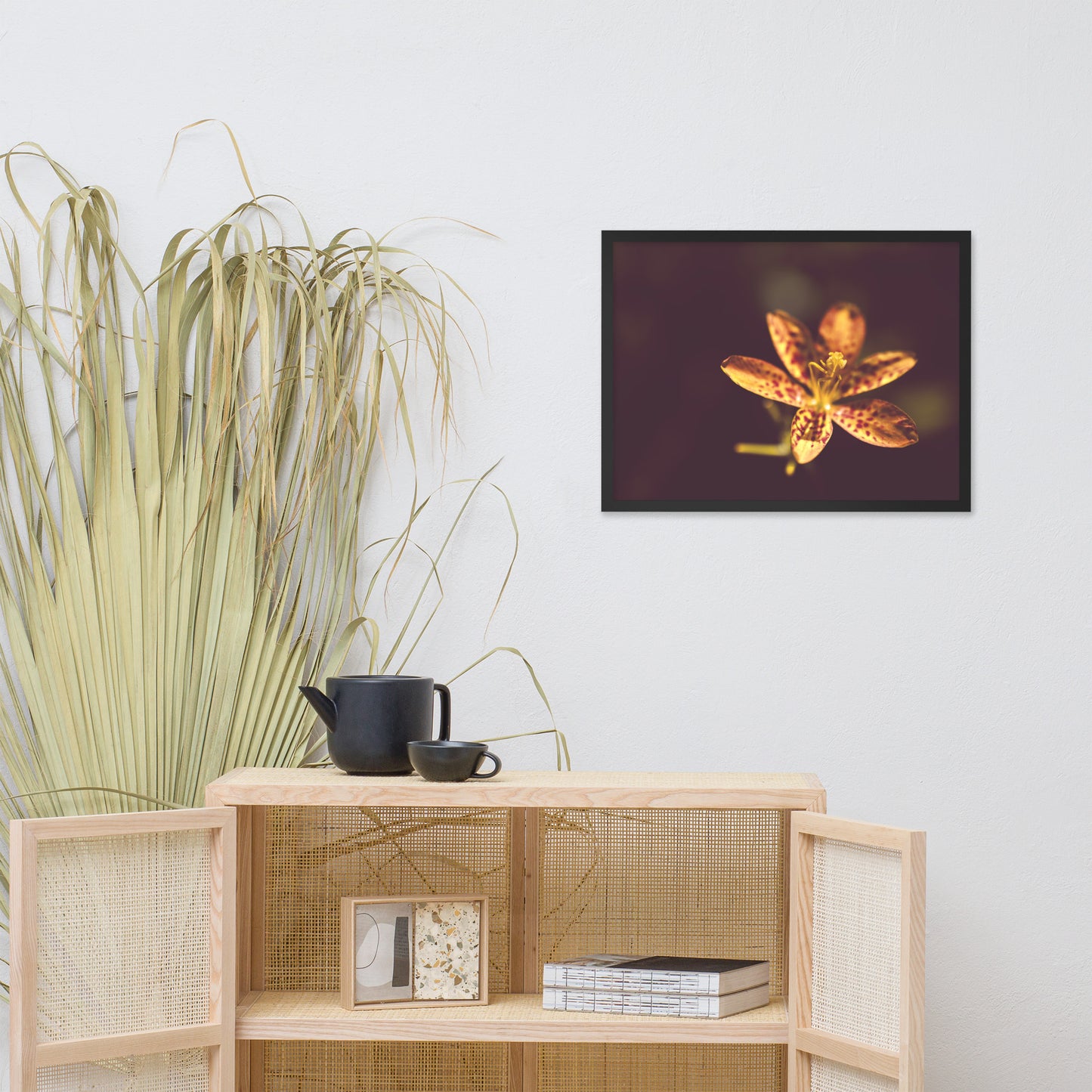 Dramatic Orange Leopard Lily Flower Floral Nature Photo Framed Wall Art Print