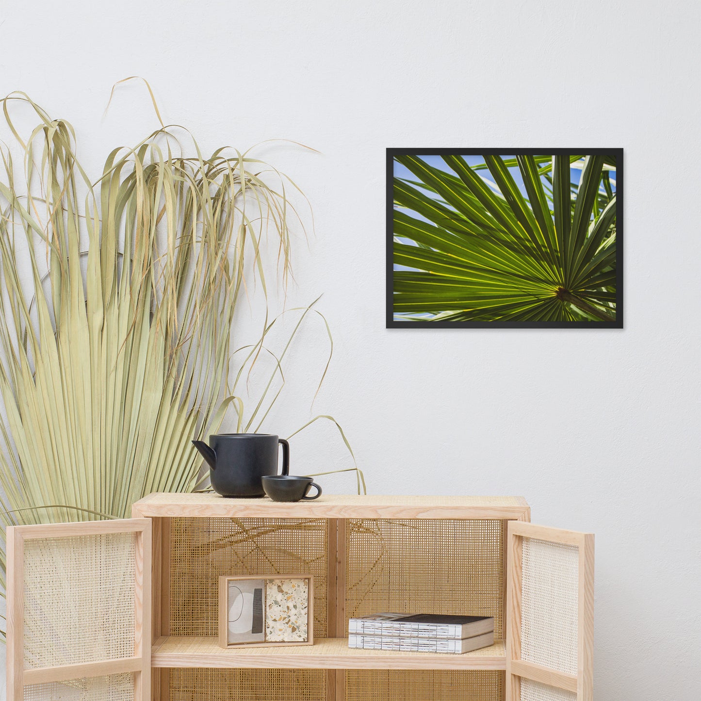 Colorized Wide Palm Leaves Botanical Nature Photo Framed Wall Art Print