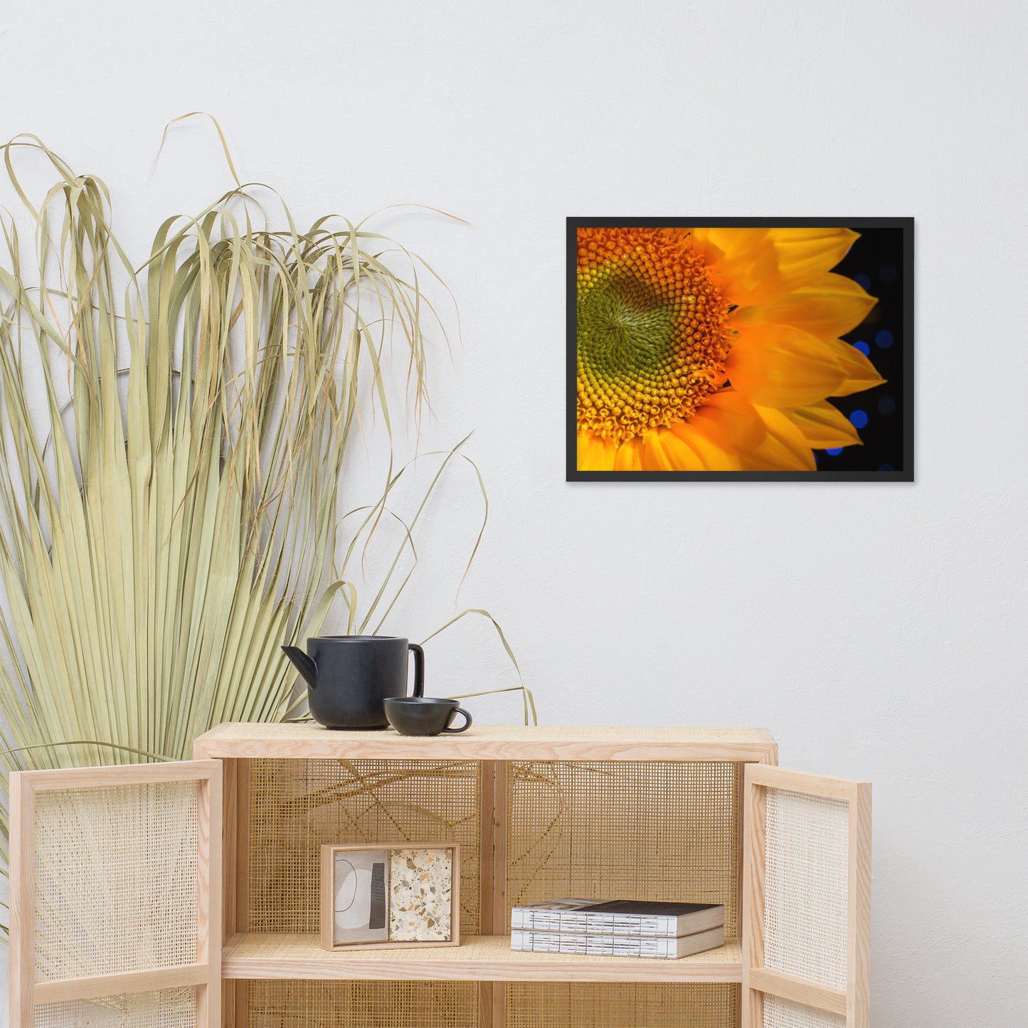 Close-up Sunflower Floral Nature Photo Framed Wall Art Print
