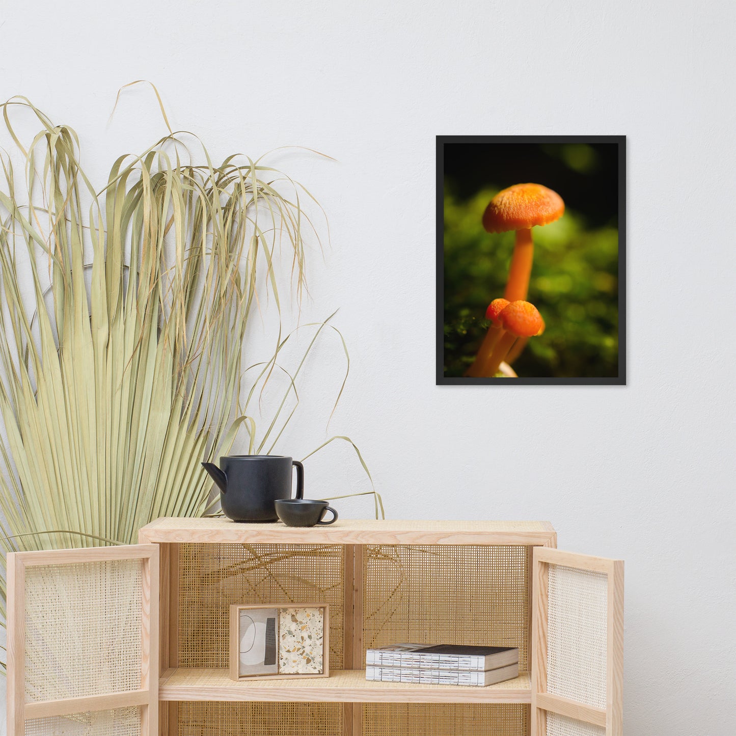 Button Top Mushrooms Botanical Nature Photo Framed Wall Art Print