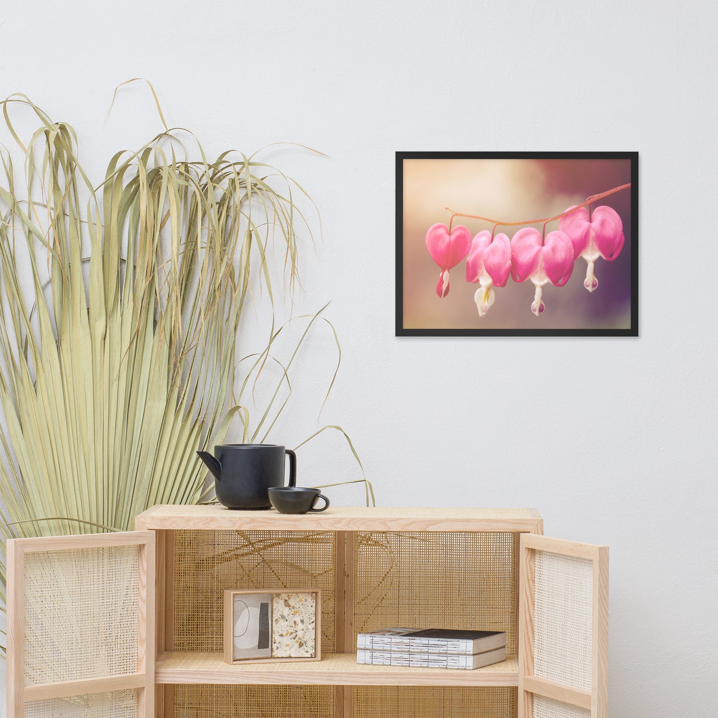 Be Still My Bleeding Heart Warm Summer Glow Floral Nature Photo Framed Wall Art Print