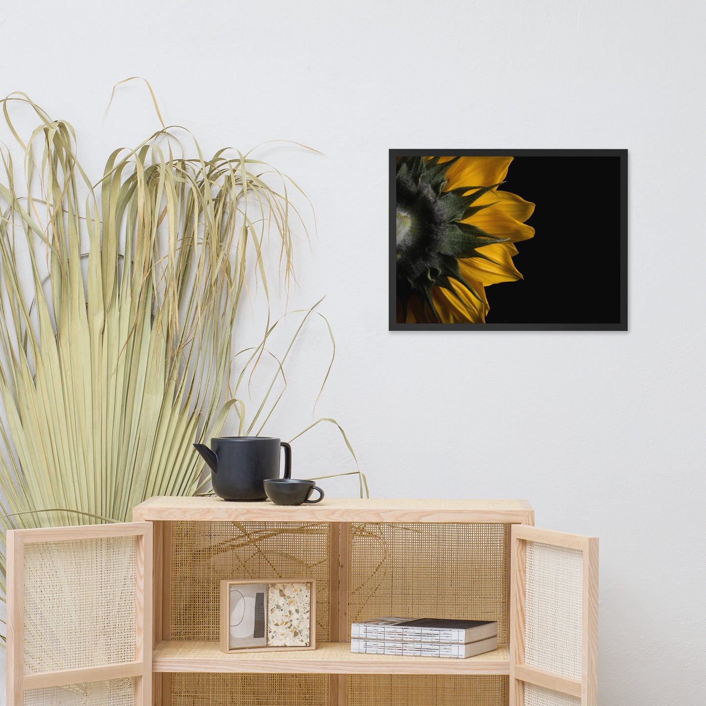Backside of Sunflower Minimal Floral Nature Photo Framed Wall Art Print