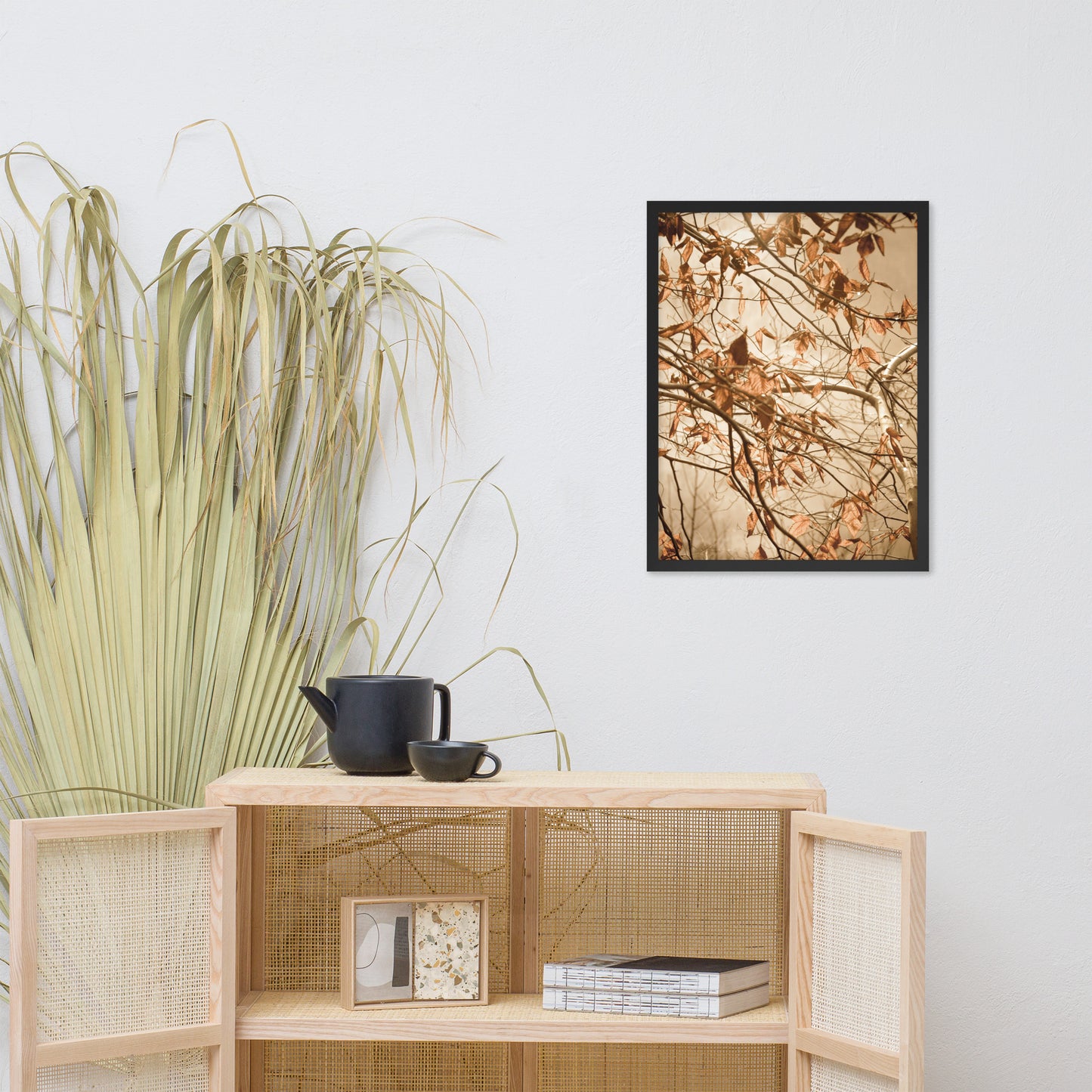 Hallway Prints: Aged Winter Leaves Botanical / Nature Photo Framed Wall Art Print - Artwork - Farmhouse Style Wall Decor
