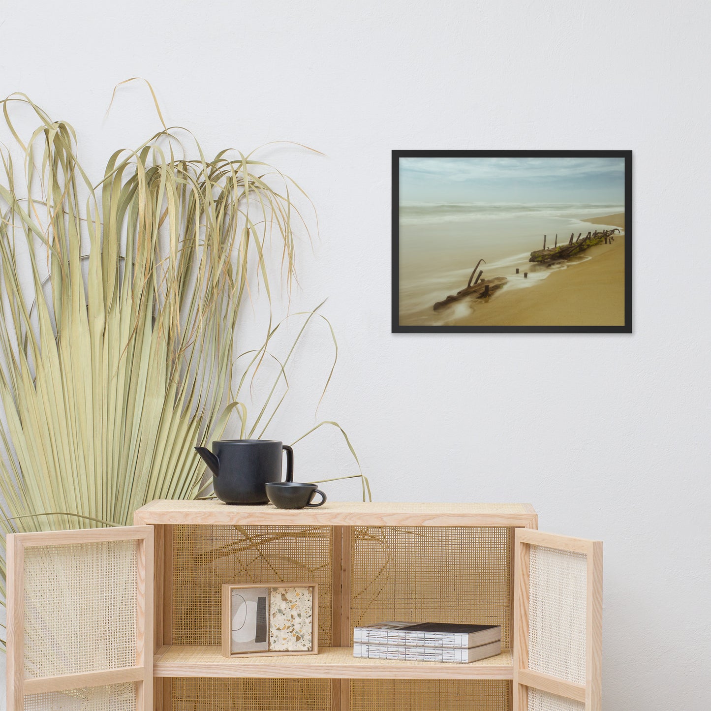 Misty Shipwreck Coastal Landscape Framed Photo Paper Wall Art Prints