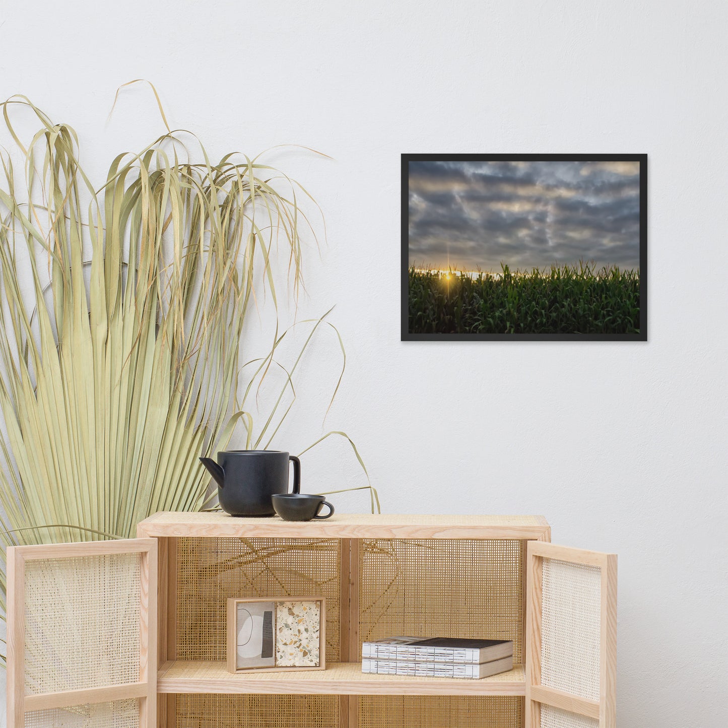 Rows of Corn Rural Landscape Framed Photo Paper Wall Art Prints