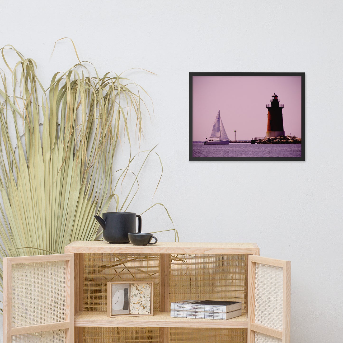 Sailing in the Bay Beach Coastal Landscape Framed Photo Paper Wall Art Prints