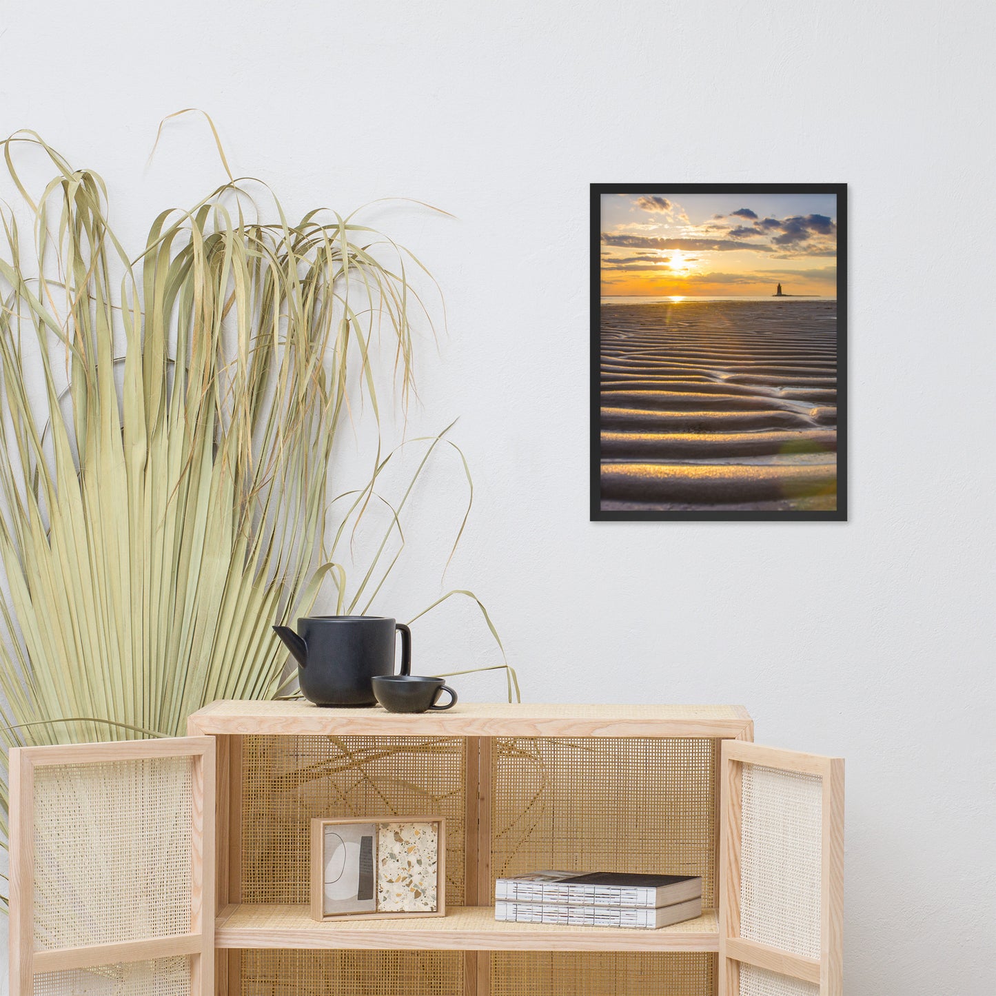 Sandbars and Sunset Coastal Landscape Framed Photo Paper Wall Art Prints