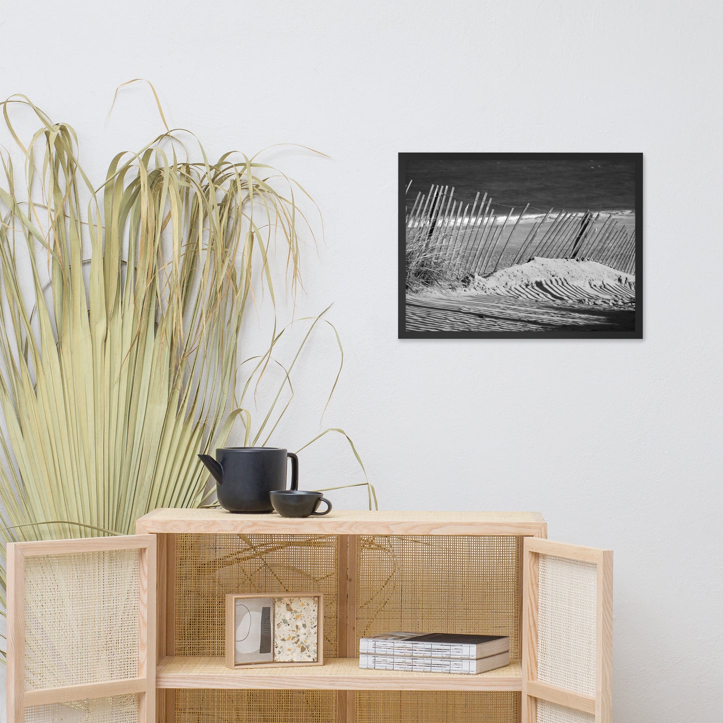 Sandy Beach Fence at the Shore Landscape Framed Photo Paper Wall Art Prints