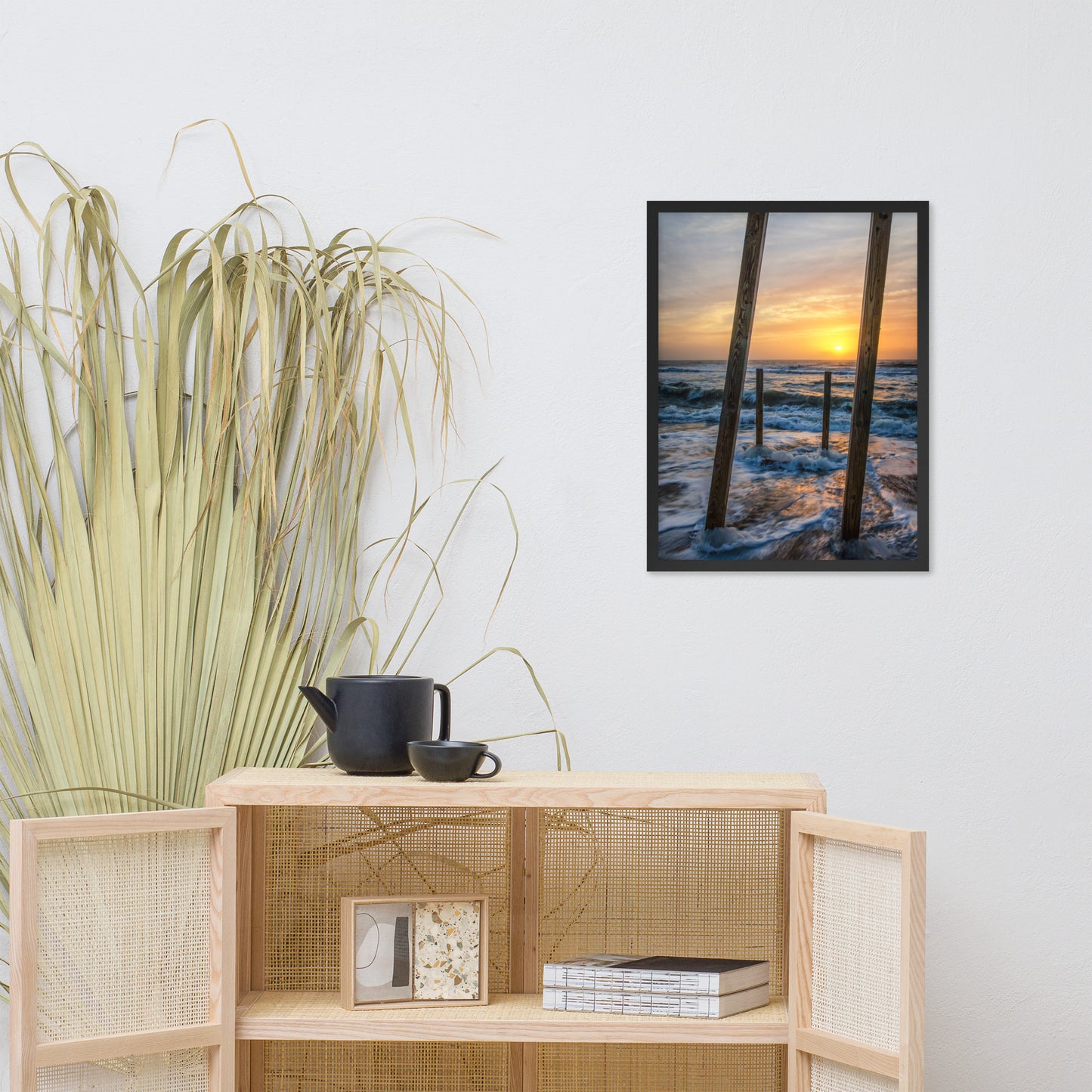 Sunrise Between the Pillars Coastal Landscape Framed Photo Paper Wall Art Prints