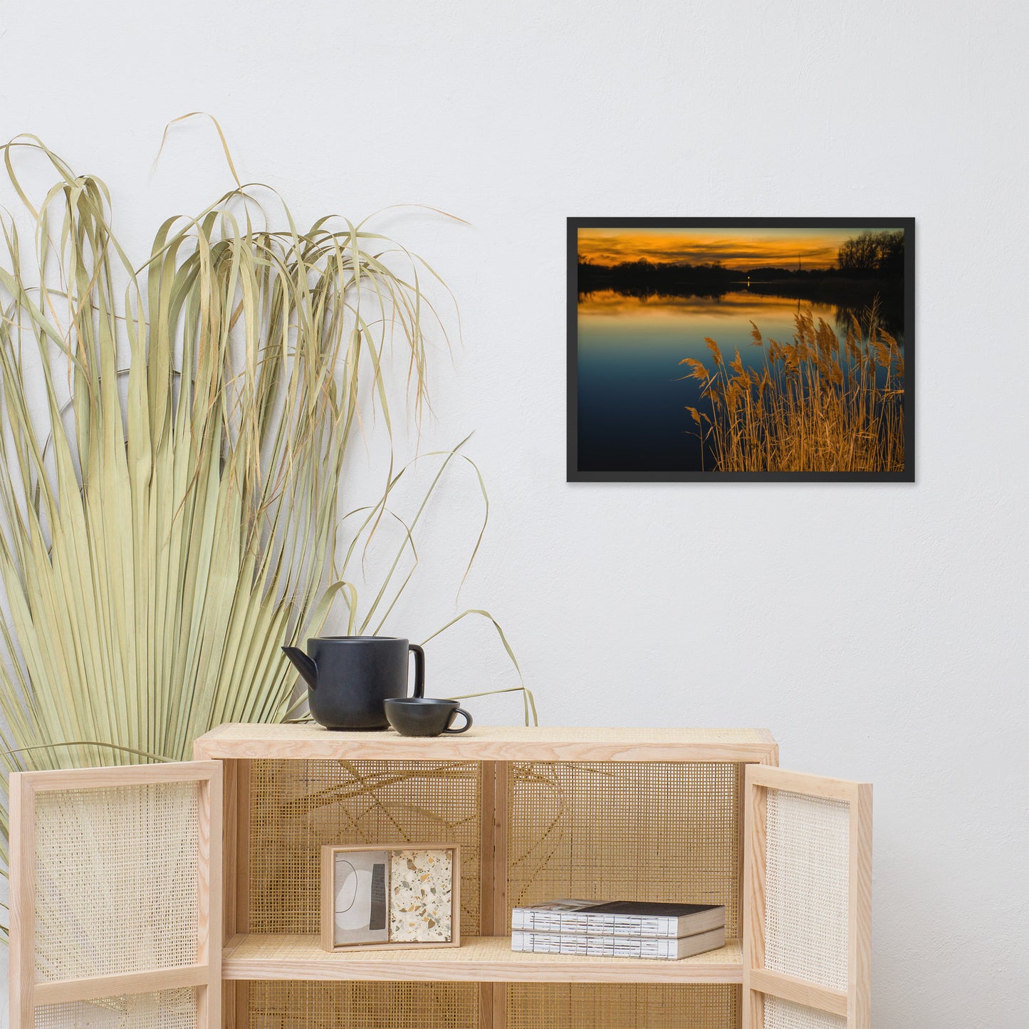 Sunset at Reedy Point Pond Landscape Framed Photo Paper Wall Art Prints