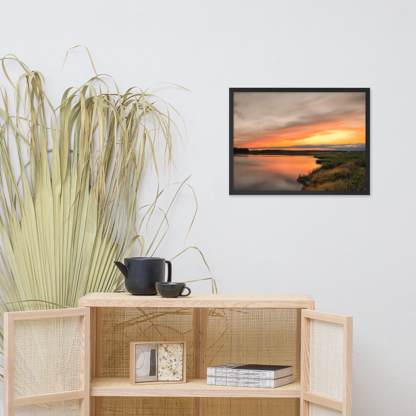 Sunset Over Woodland Marsh Framed Photo Paper Wall Art Prints