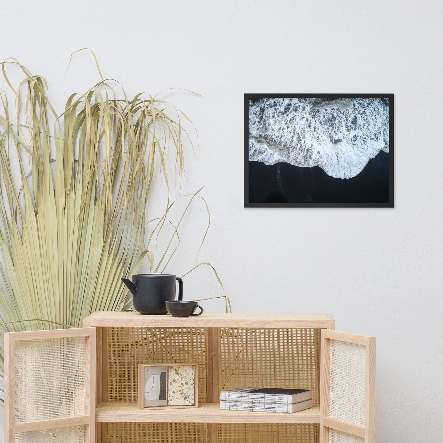 White Waters and Black Sand Coastal Landscape Framed Photo Paper Wall Art Prints