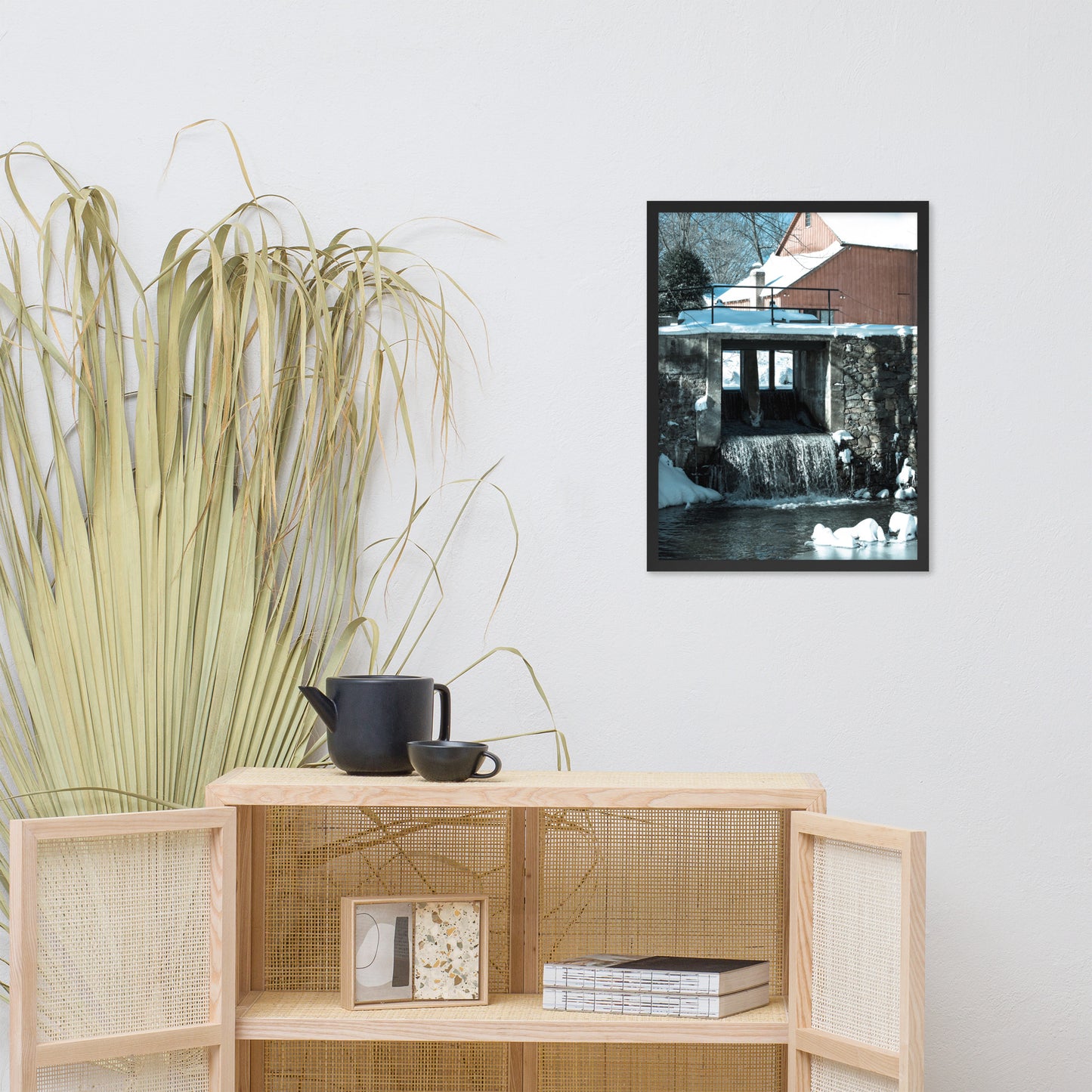 Winter Mill Rural Landscape Framed Photo Paper Wall Art Prints