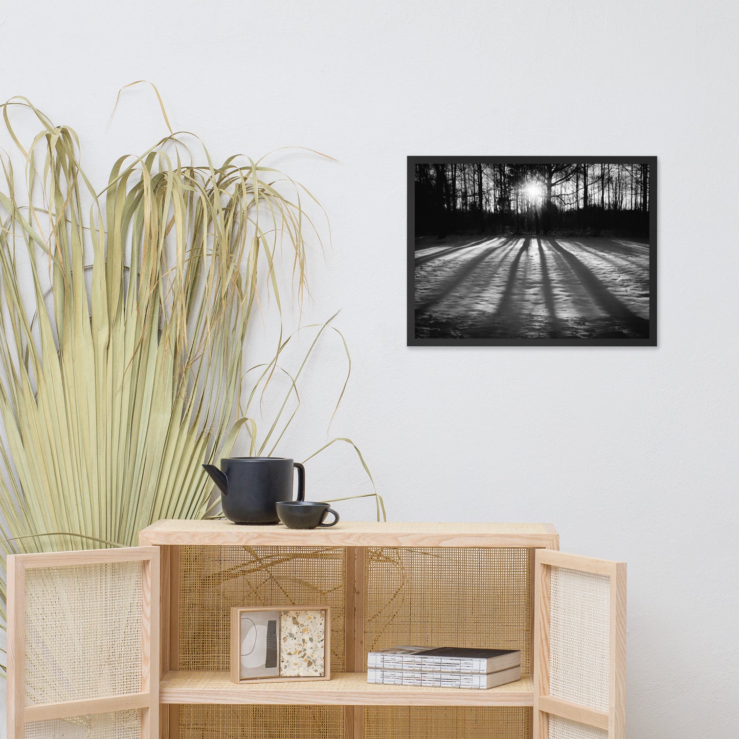 Winter Shadows from the Trees Black & White Framed Photo Paper Wall Art Prints