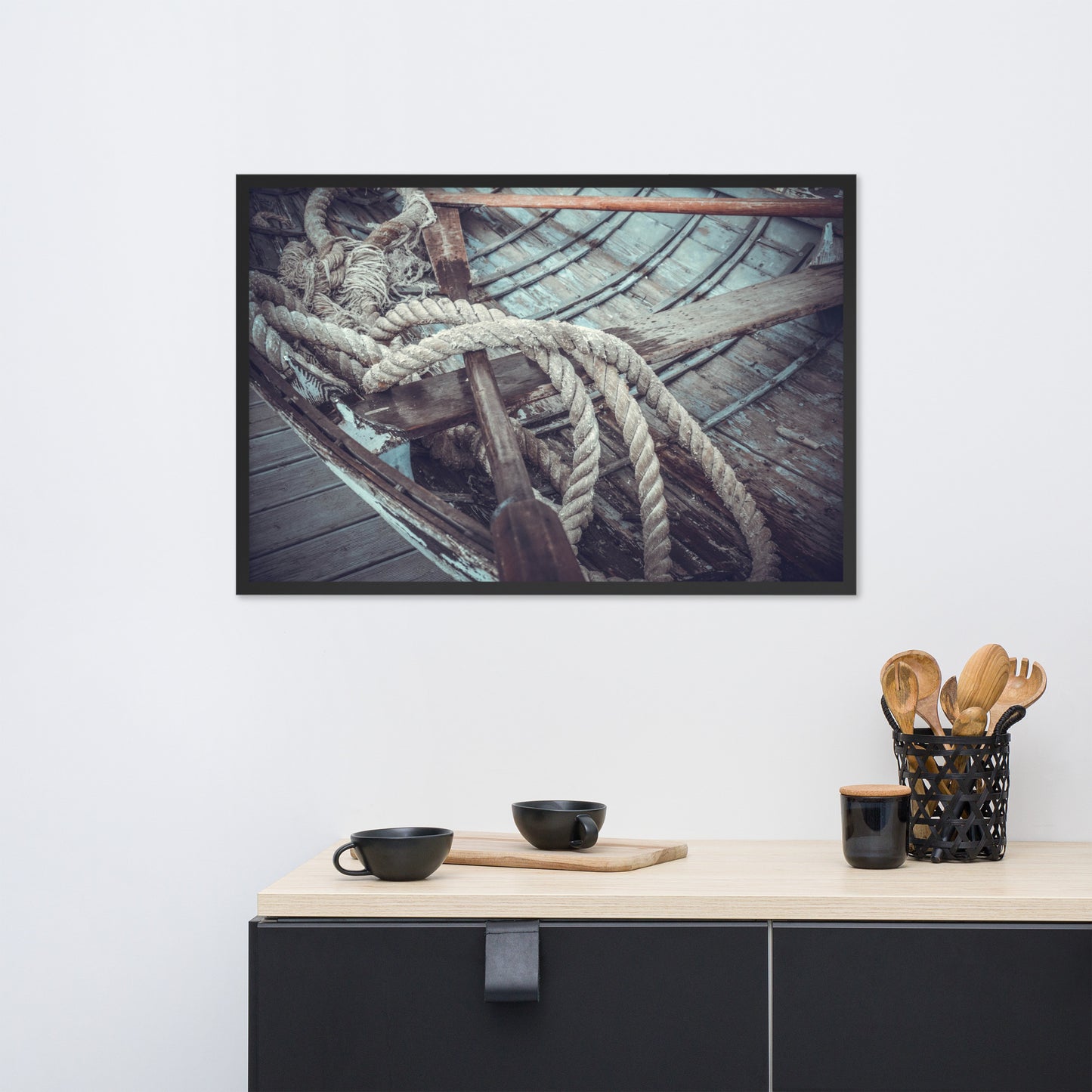 Vintage Boat Oars and Ropes Nautical Framed Wall Art Prints