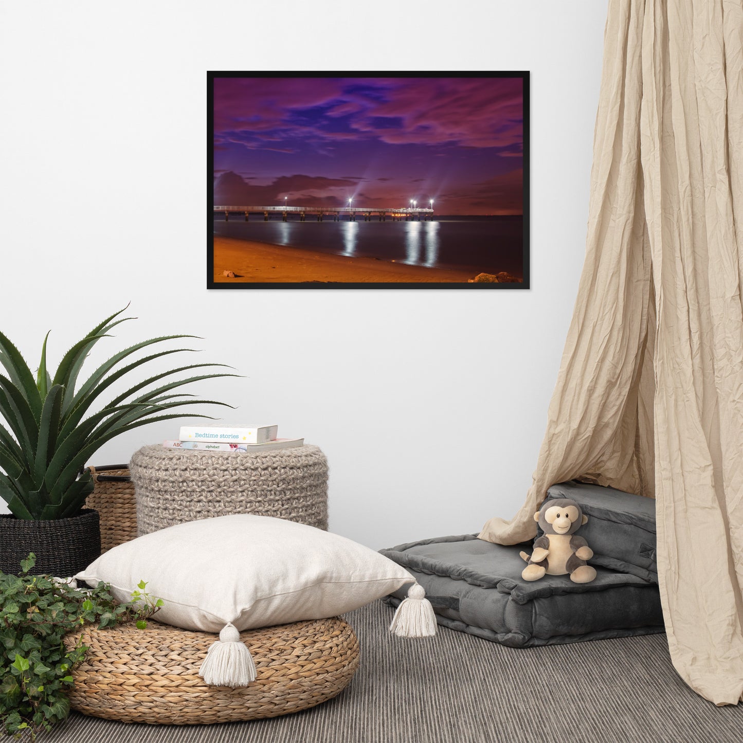 The Pier At Woodland Beach Urban Landscape Photo Framed Wall Art Print