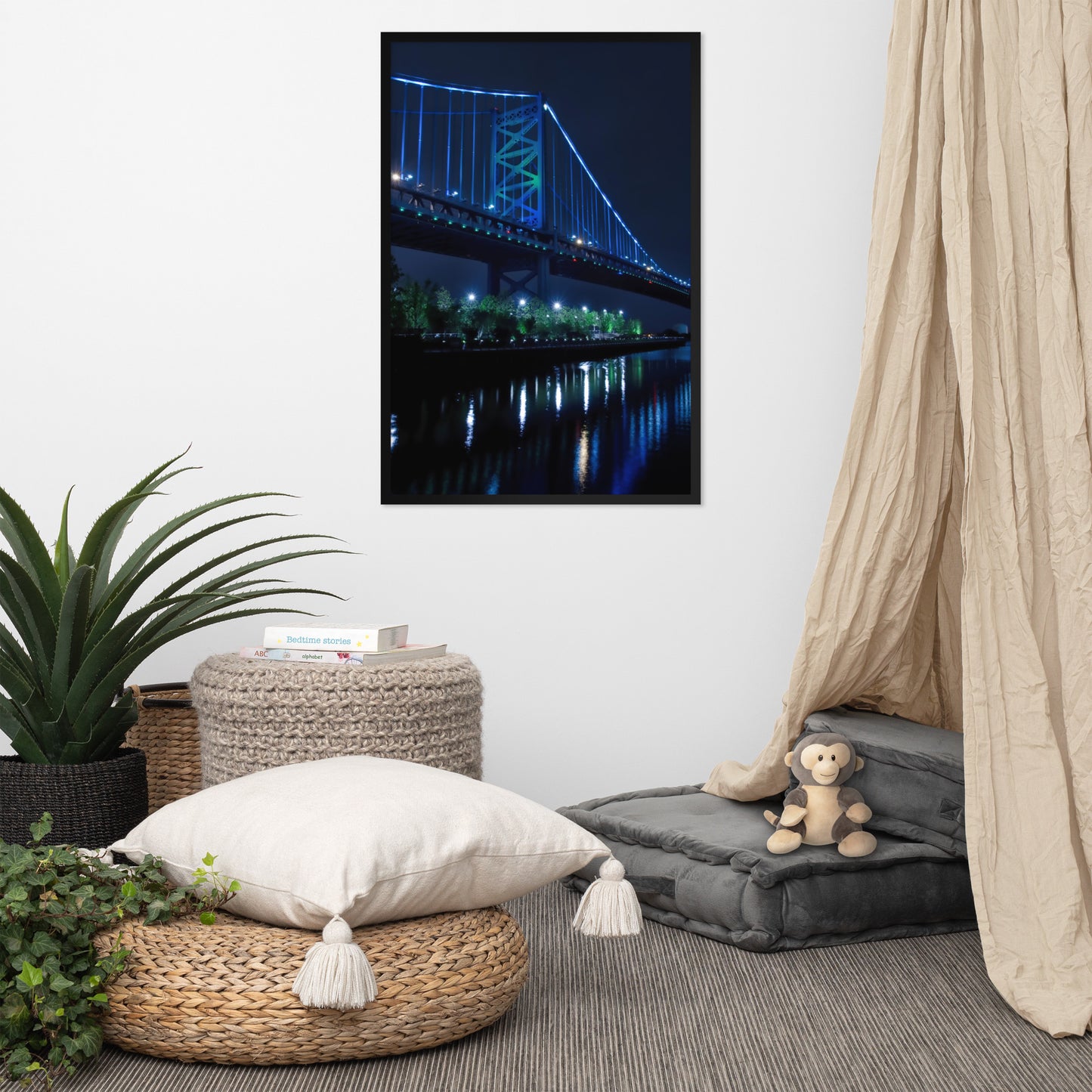 The Ben Franklin Bridge 3 Urban Landscape Photo Framed Wall Art Print
