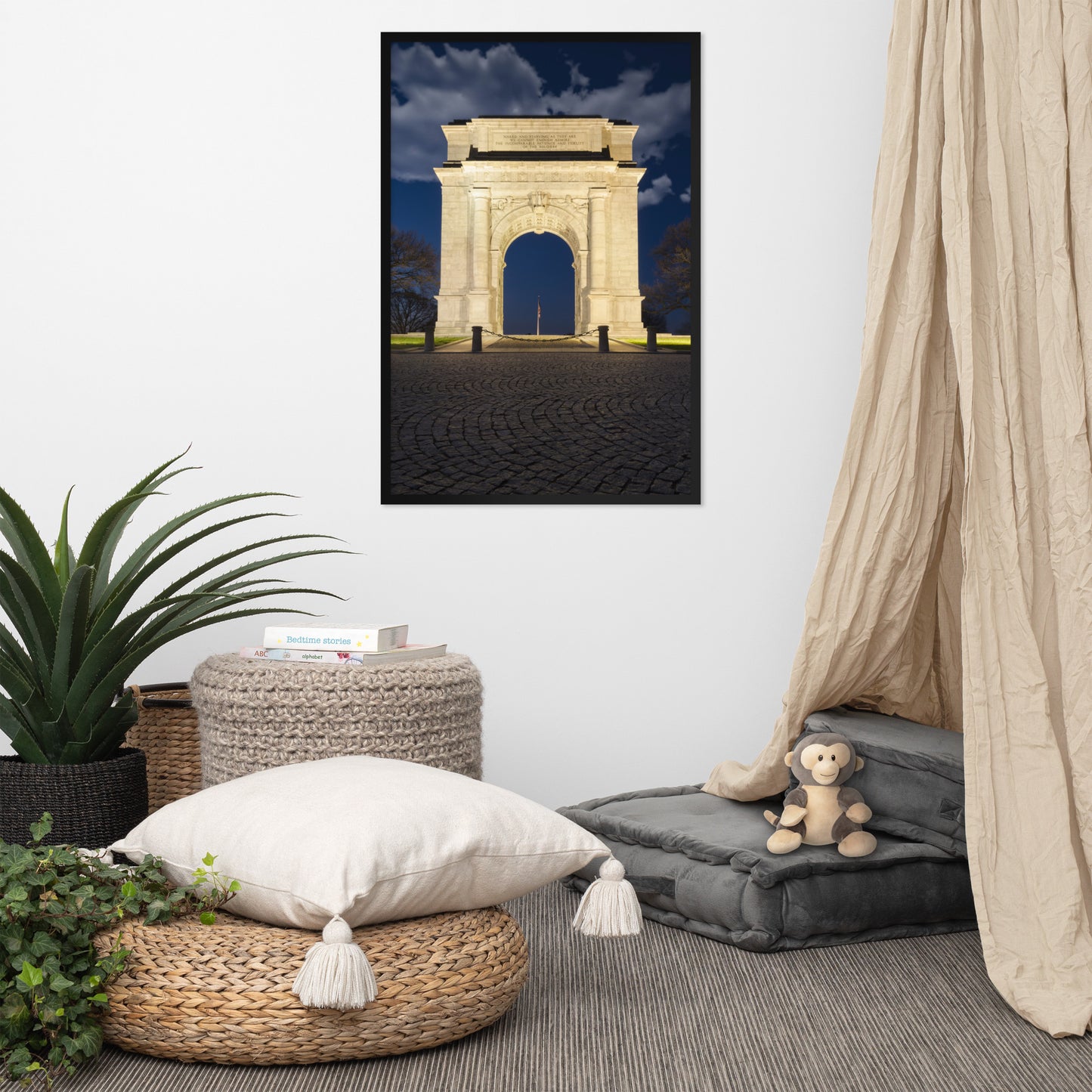 Night Photo At Valley Forge Arch Urban Landscape Photo Framed Wall Art Print