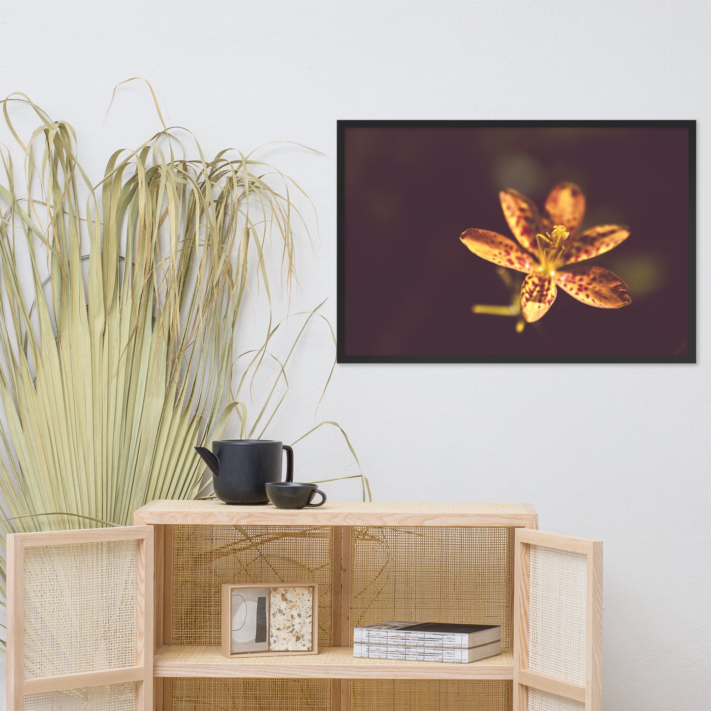 Dramatic Orange Leopard Lily Flower Floral Nature Photo Framed Wall Art Print