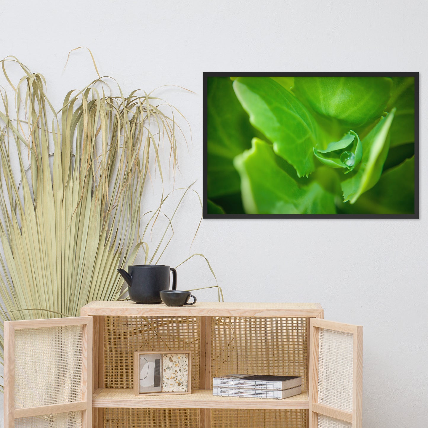 Cupped Droplet Botanical Nature Photo Framed Wall Art Print