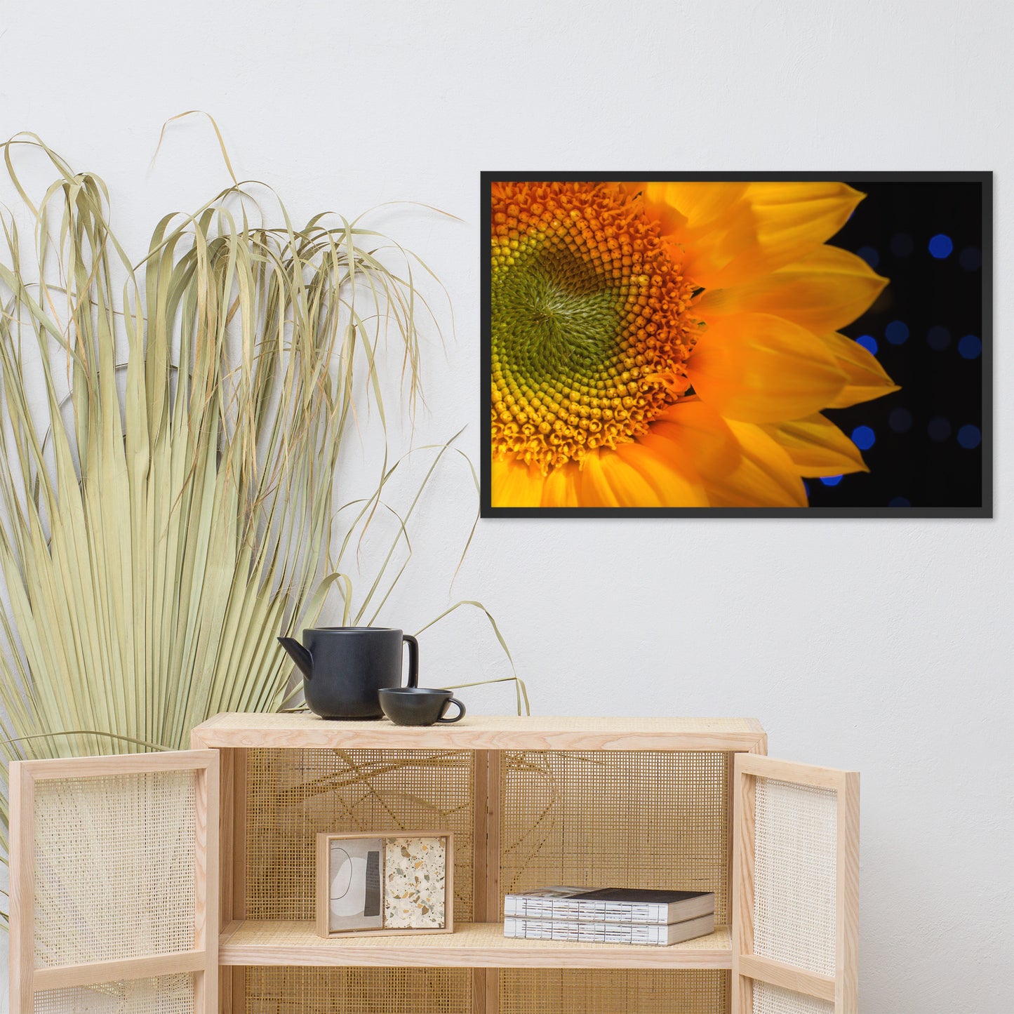 Close-up Sunflower Floral Nature Photo Framed Wall Art Print