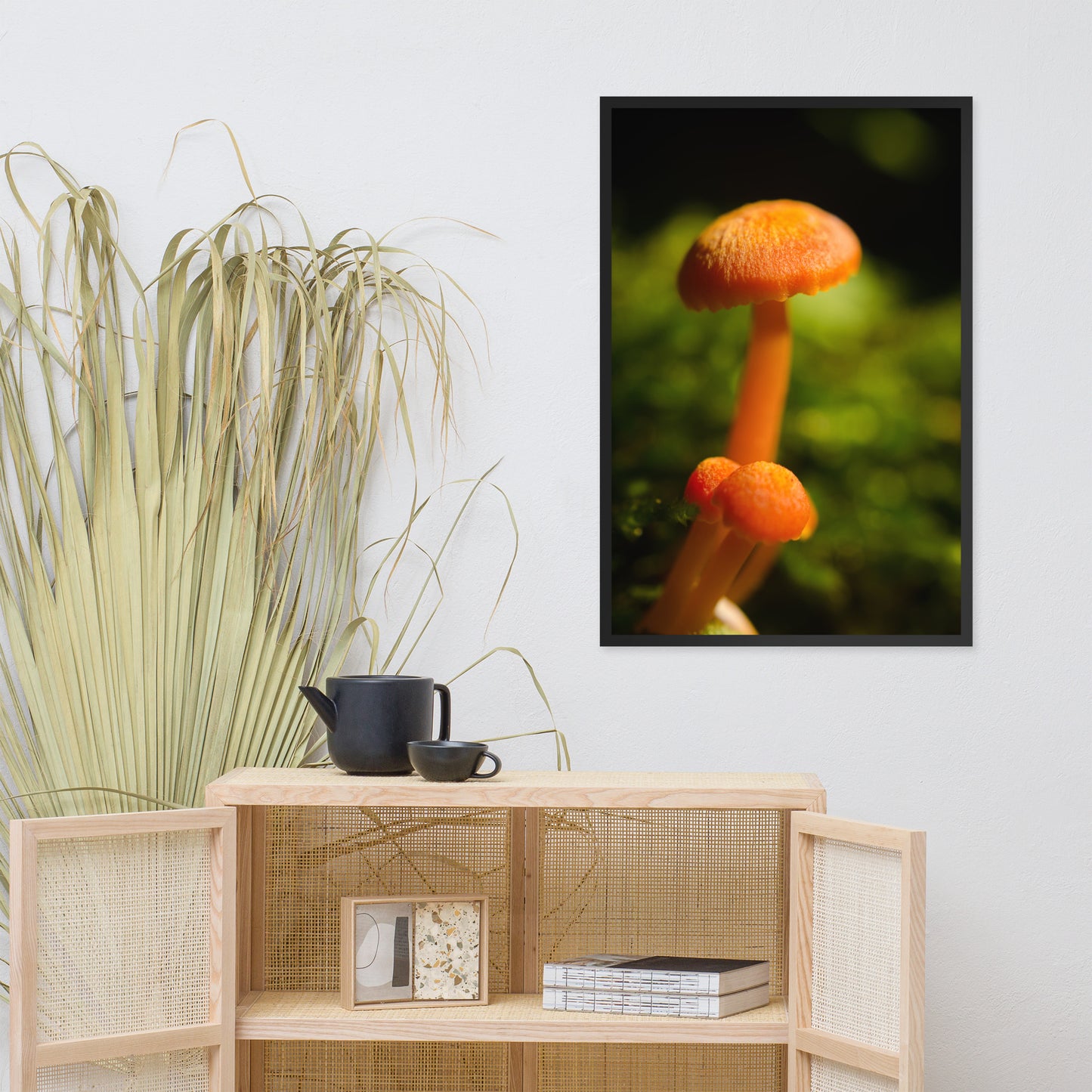 Button Top Mushrooms Botanical Nature Photo Framed Wall Art Print