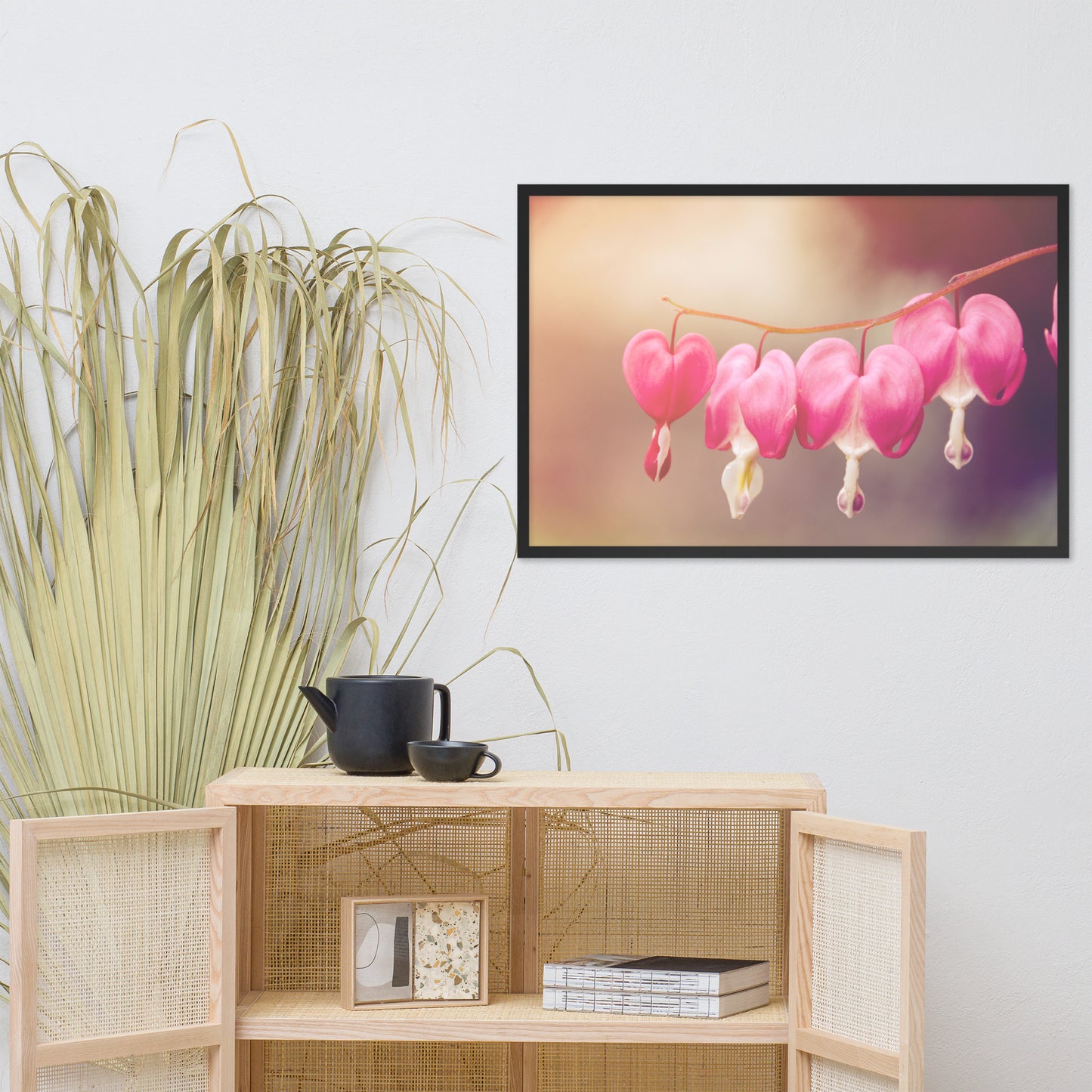 Be Still My Bleeding Heart Warm Summer Glow Floral Nature Photo Framed Wall Art Print