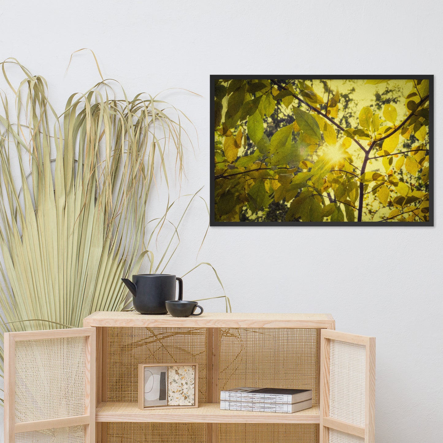 Modern Wall Art For Hallway: Aged Golden Leaves Abstract / Country Farmhouse Style / Botanical / Nature Photo Framed Wall Art Print - Artwork - Home Decor