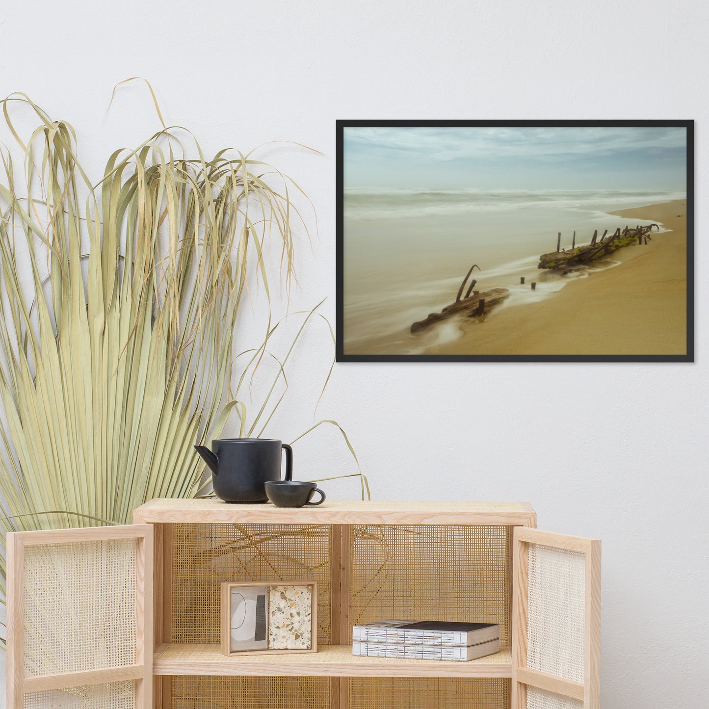 Misty Shipwreck Coastal Landscape Framed Photo Paper Wall Art Prints