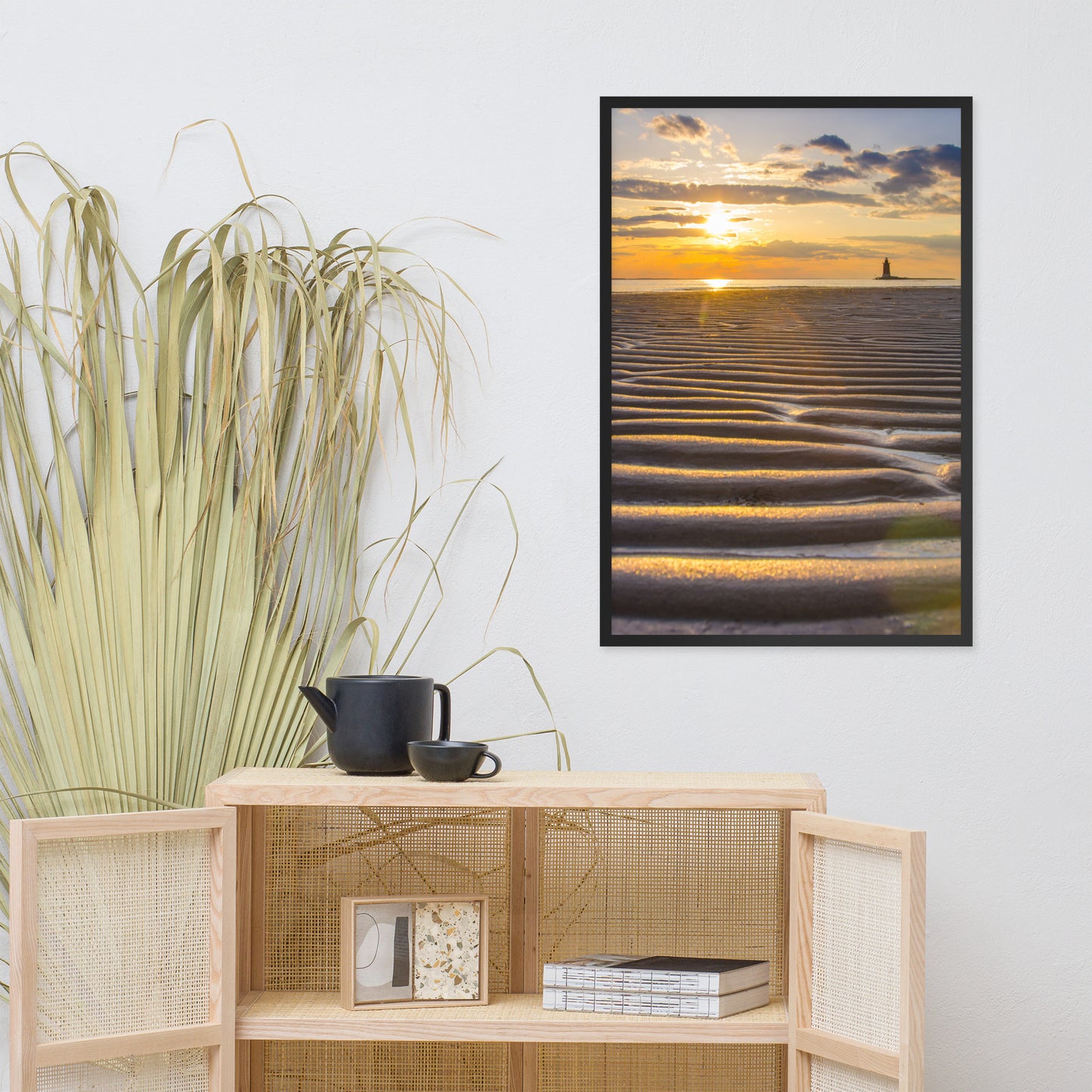 Sandbars and Sunset Coastal Landscape Framed Photo Paper Wall Art Prints