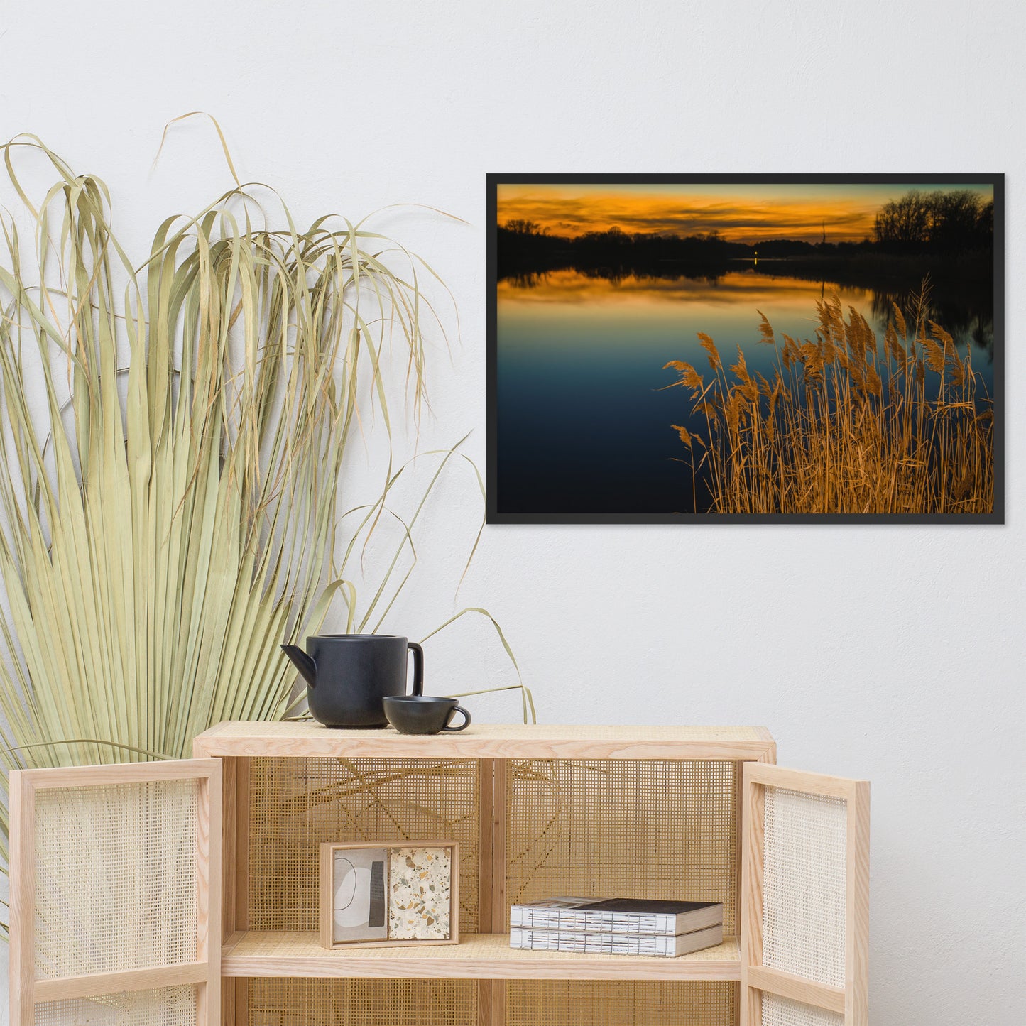 Sunset at Reedy Point Pond Landscape Framed Photo Paper Wall Art Prints