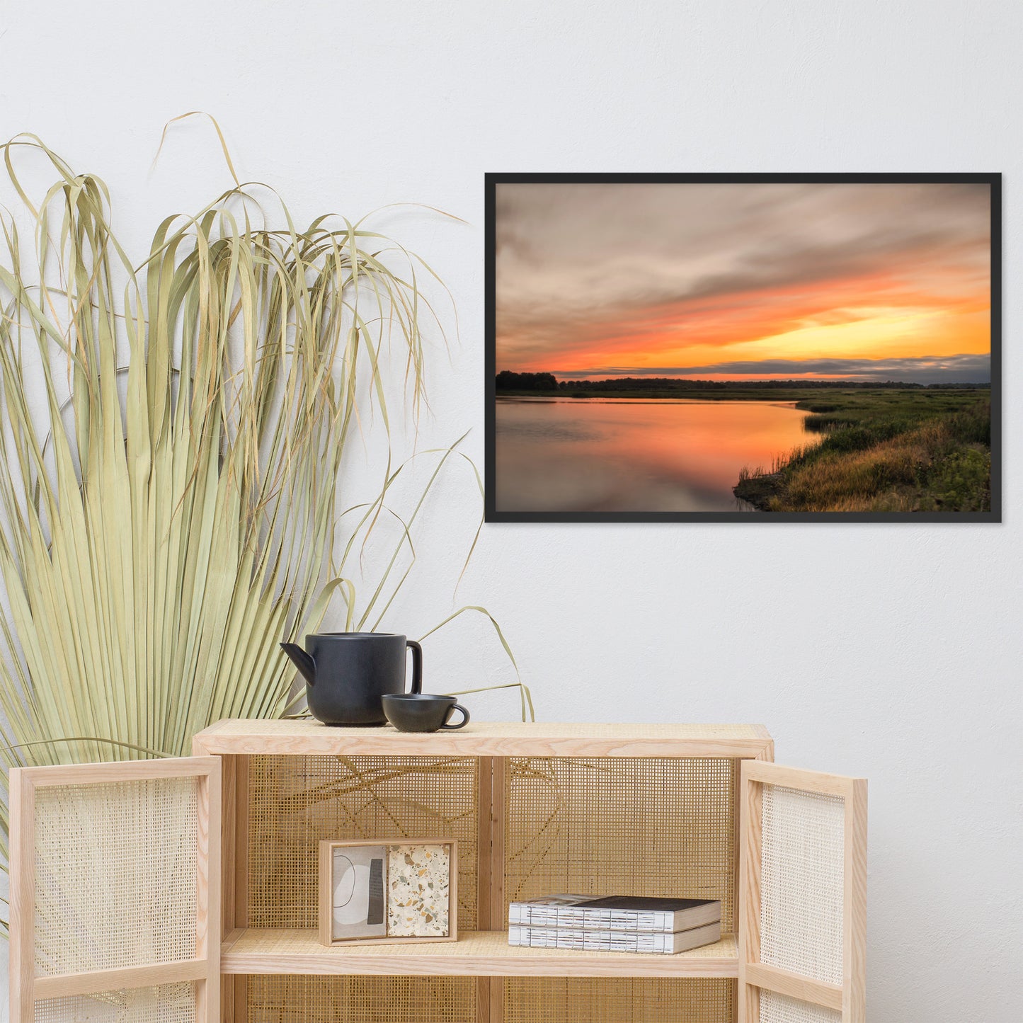 Sunset Over Woodland Marsh Framed Photo Paper Wall Art Prints
