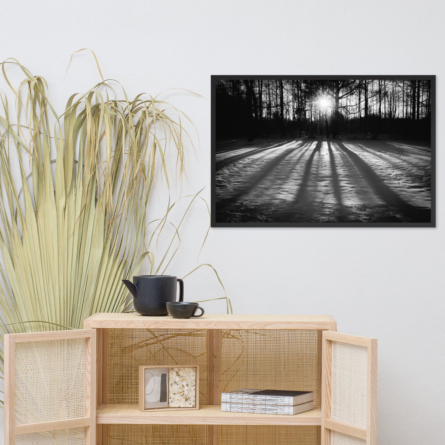 Winter Shadows from the Trees Black & White Framed Photo Paper Wall Art Prints