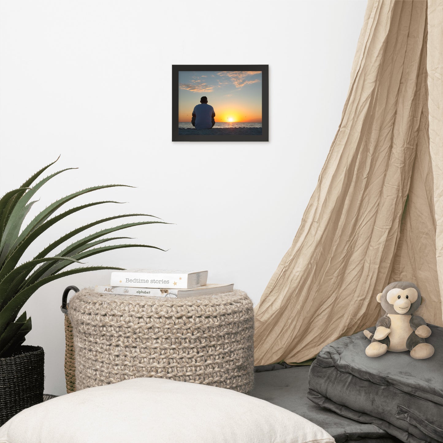 Reflections of The Day Coastal Sunset Landscape Photo Framed Wall Art Print