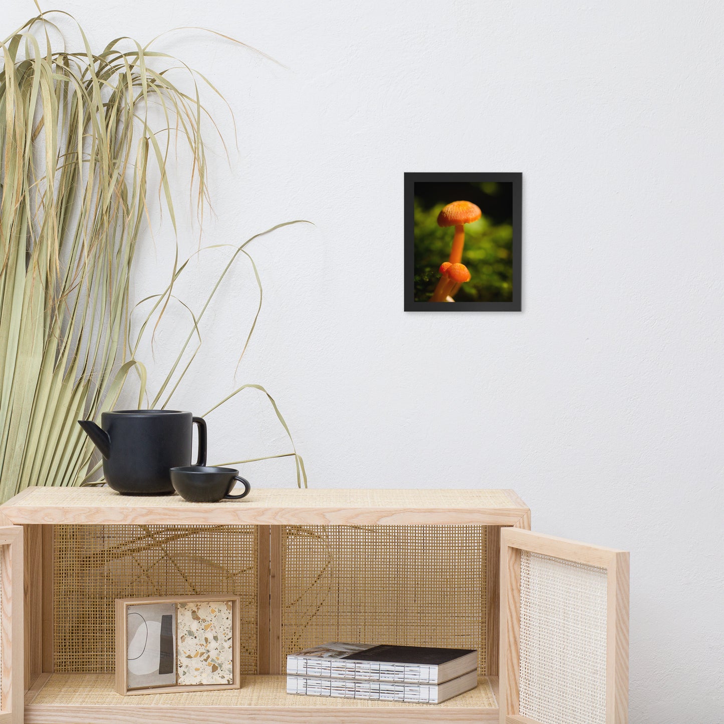 Button Top Mushrooms Botanical Nature Photo Framed Wall Art Print