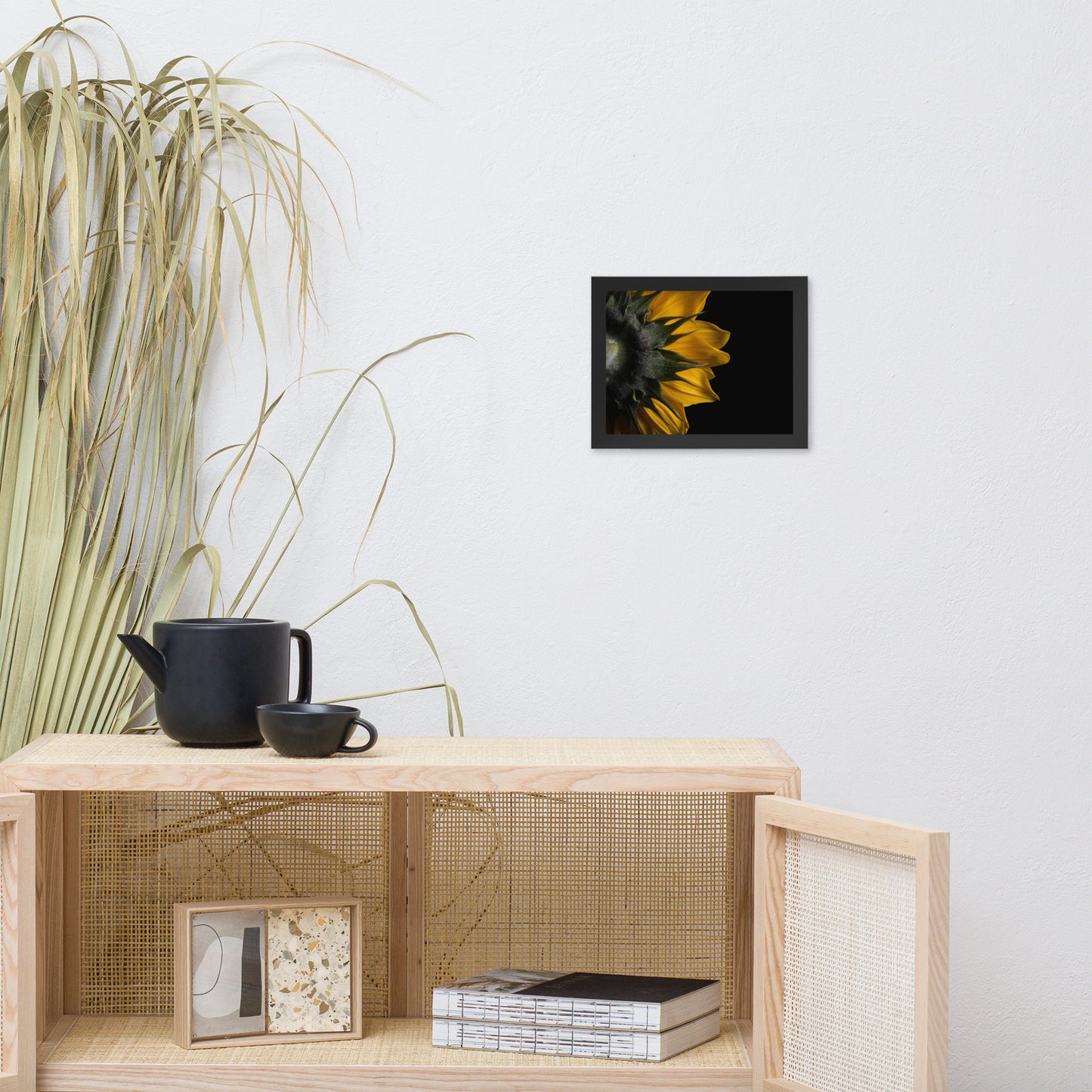 Backside of Sunflower Minimal Floral Nature Photo Framed Wall Art Print