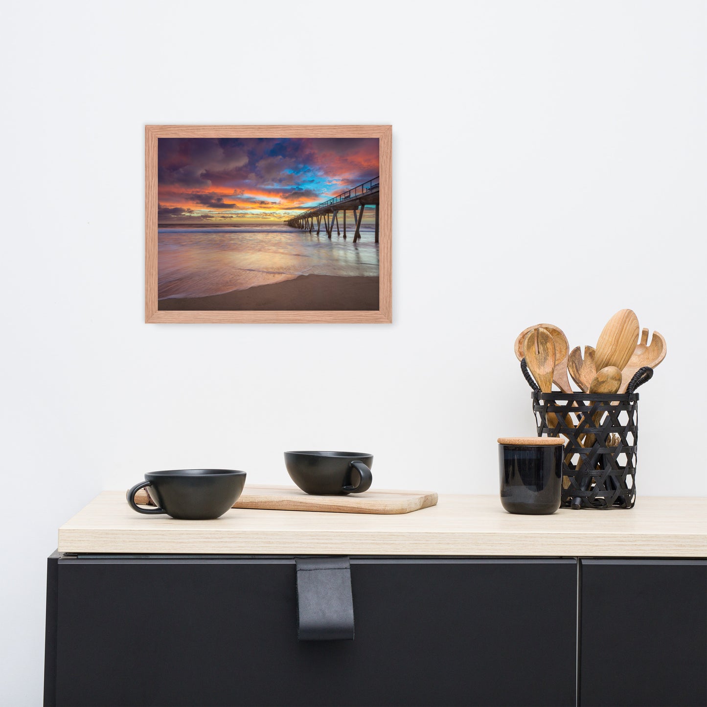 Dreamy Pier at Sunset Framed Wall Art Print