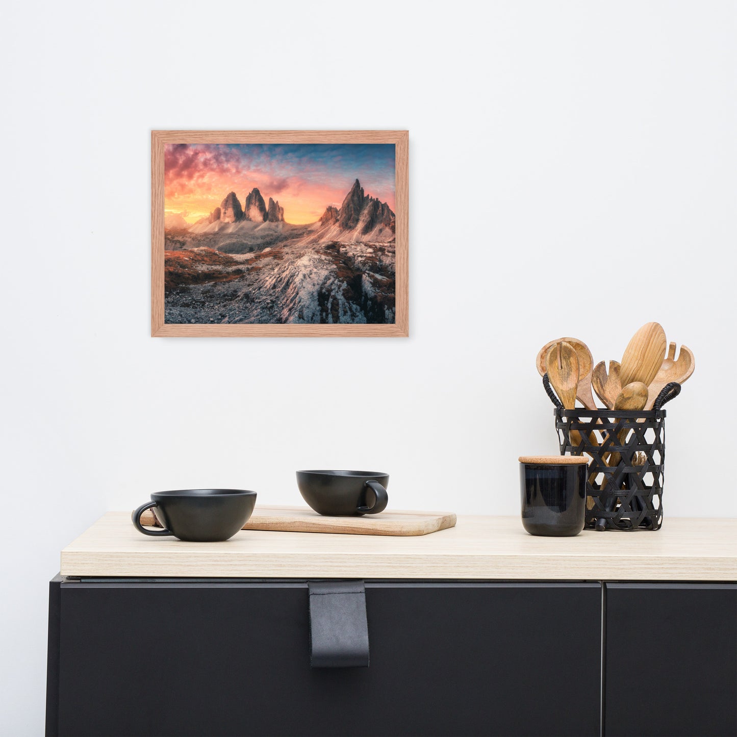 Mountain Colorful Cloudy Sunset 2 Framed Wall Art Print