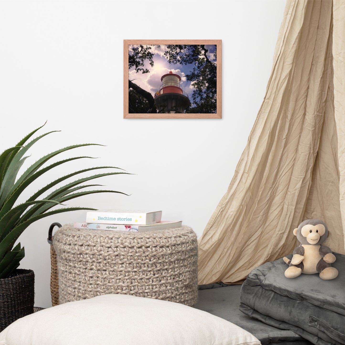 St. Augustine Lighthouse and Tree Branches Urban Building Photograph Framed Wall Art Prints