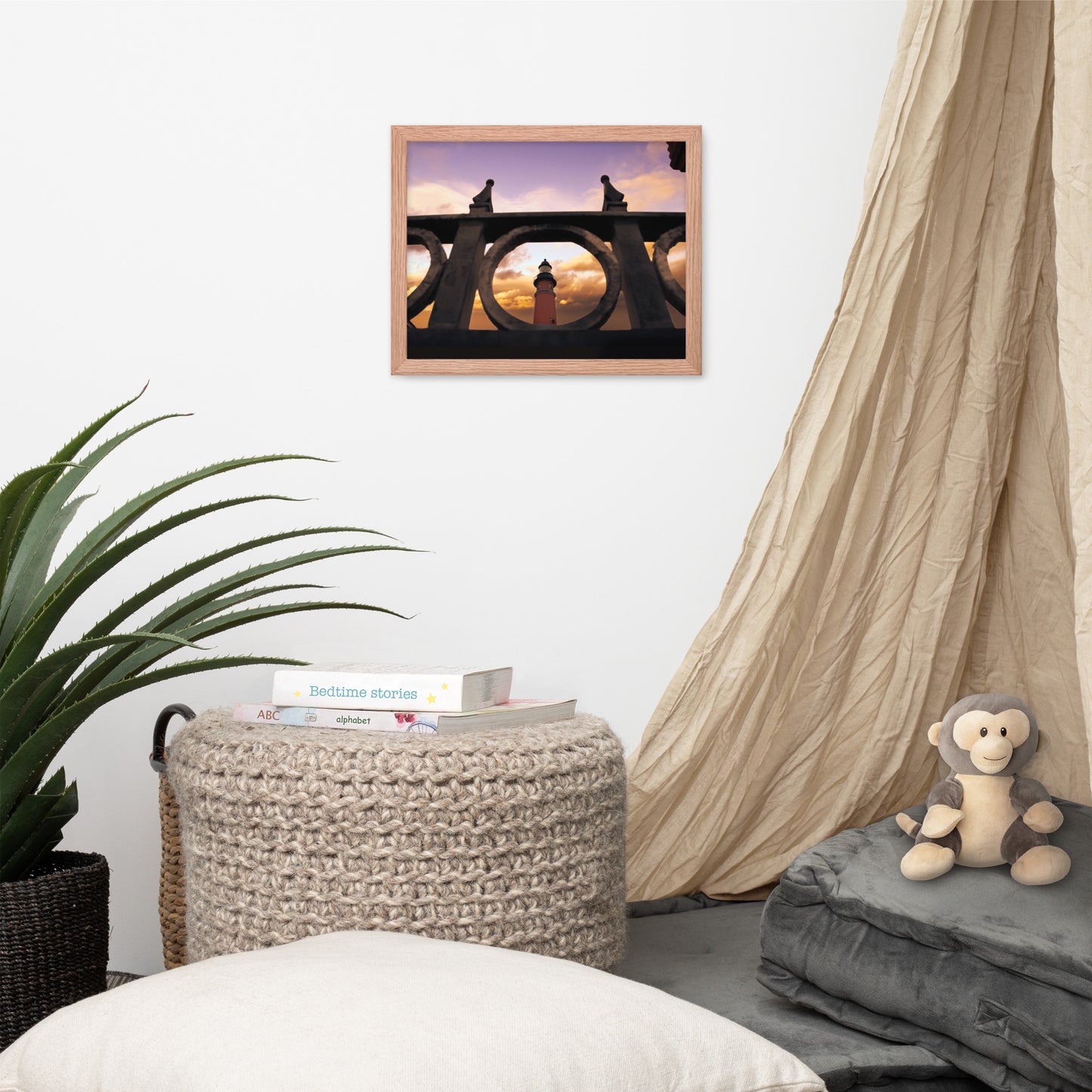 Ponce De Leon Lighthouse and Iron Fence Architectural Coastal Photo Framed Wall Art Prints