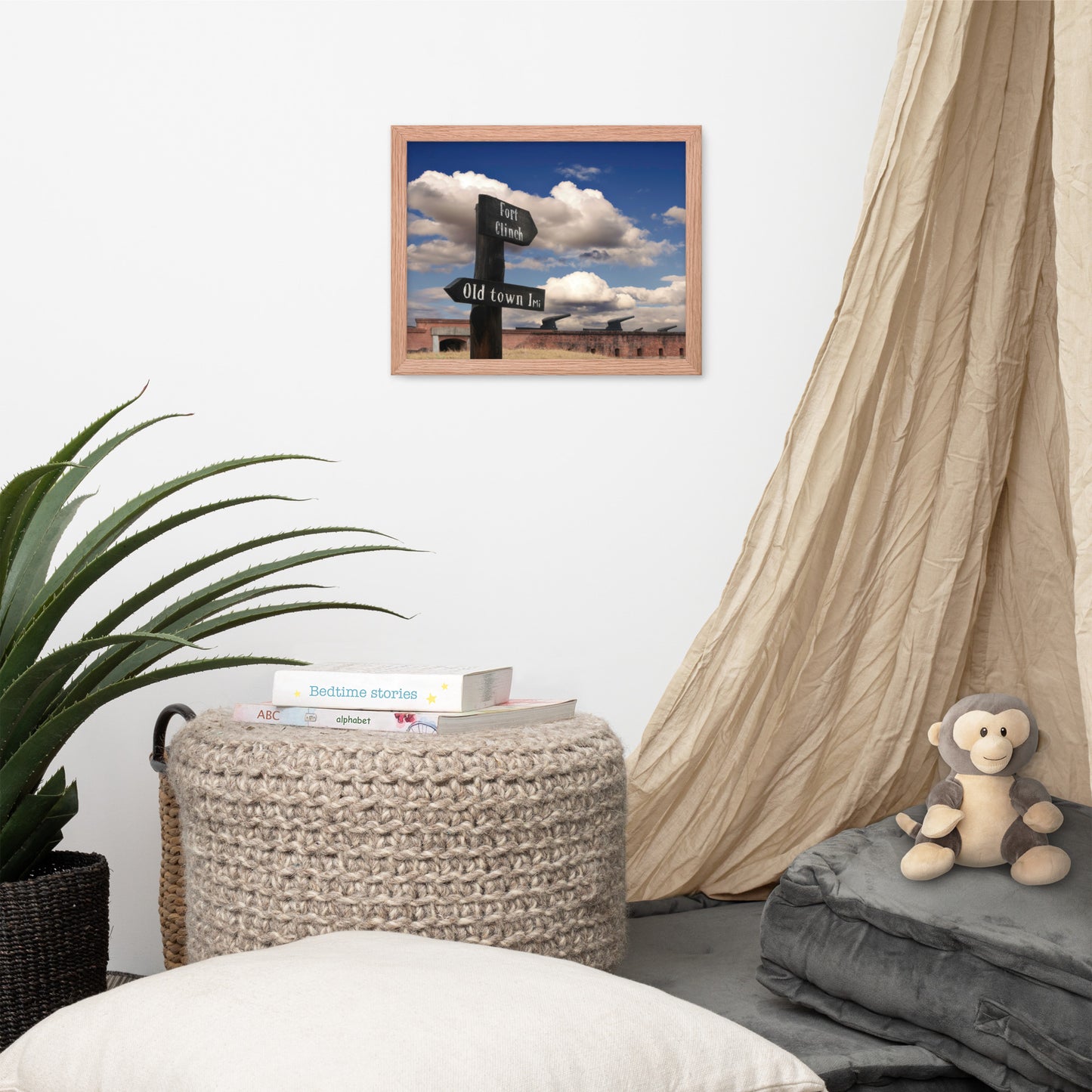 Path Sign and Fort Clinch Urban Landscape Photo Framed Wall Art Print