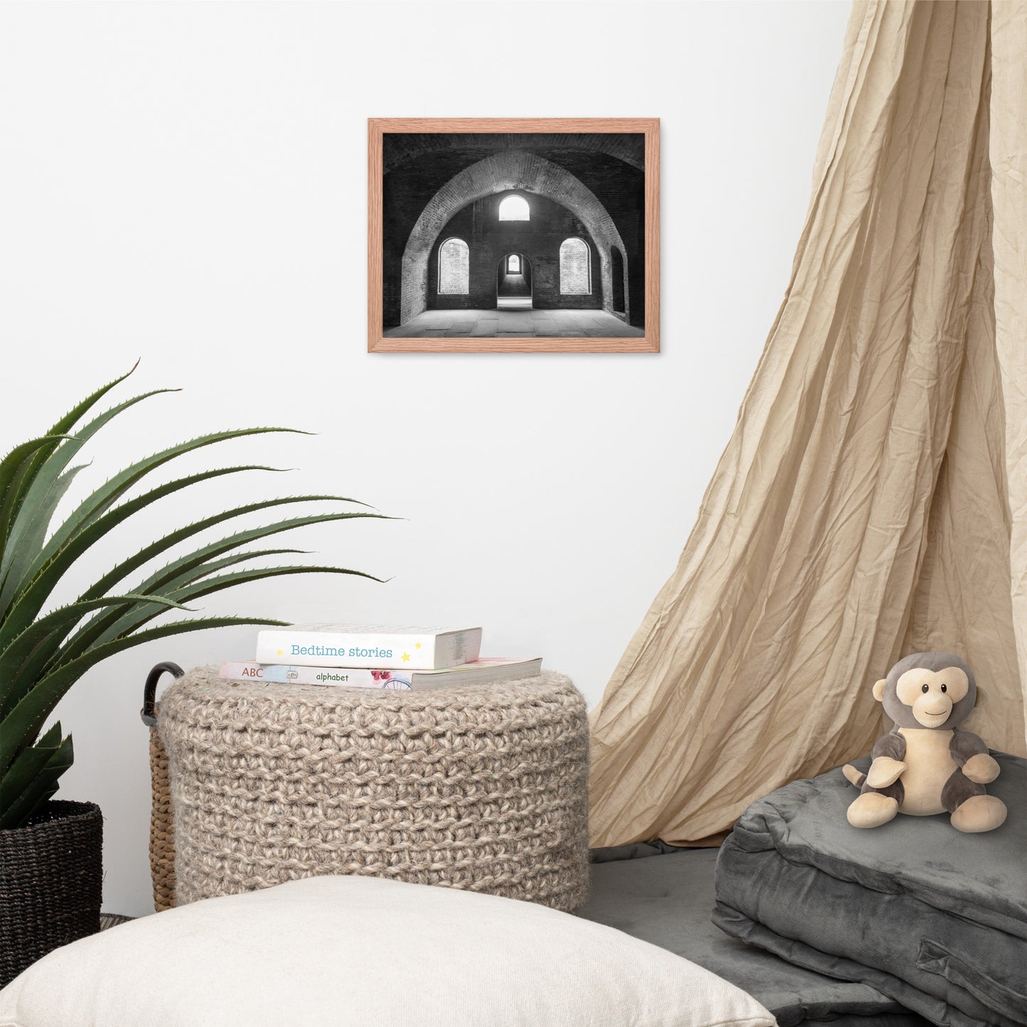 Fort Clinch Bunker Room Black and White 2 Architecture Photo Framed Wall Art Print