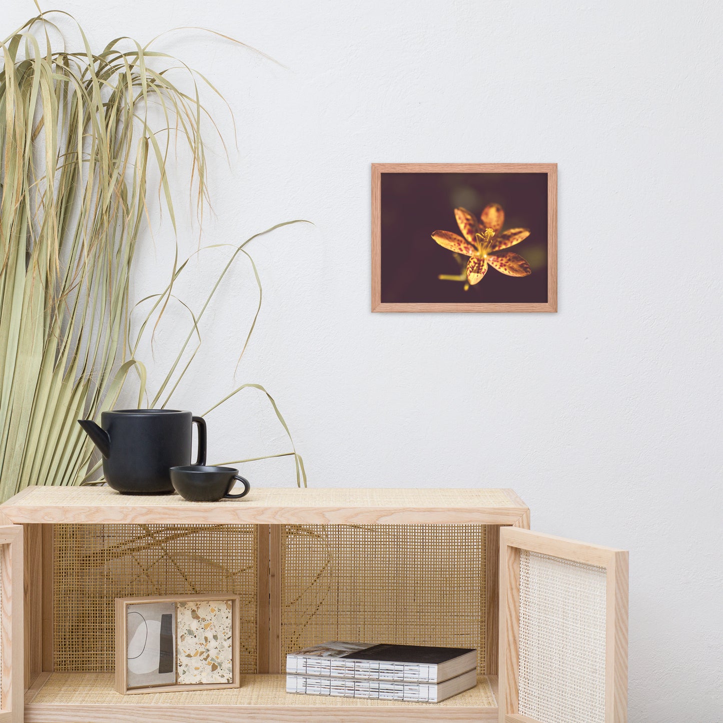 Dramatic Orange Leopard Lily Flower Floral Nature Photo Framed Wall Art Print