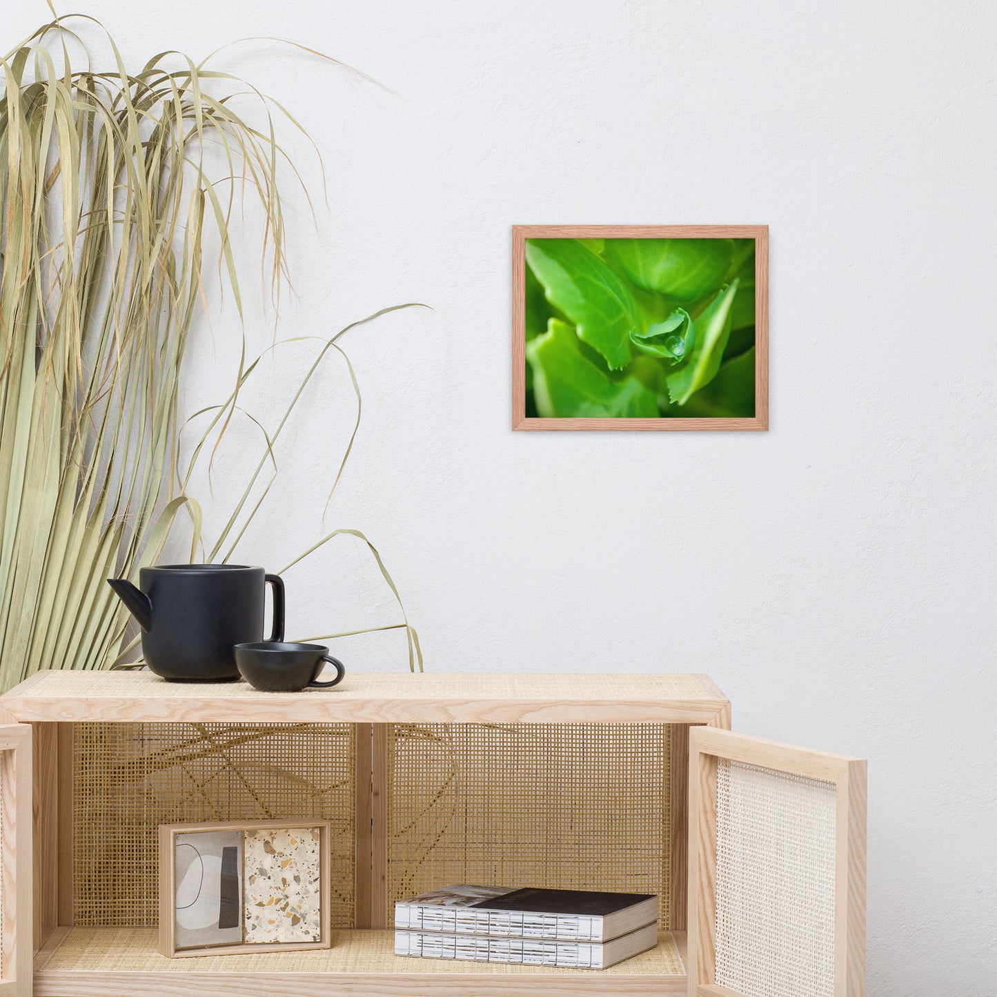 Cupped Droplet Botanical Nature Photo Framed Wall Art Print