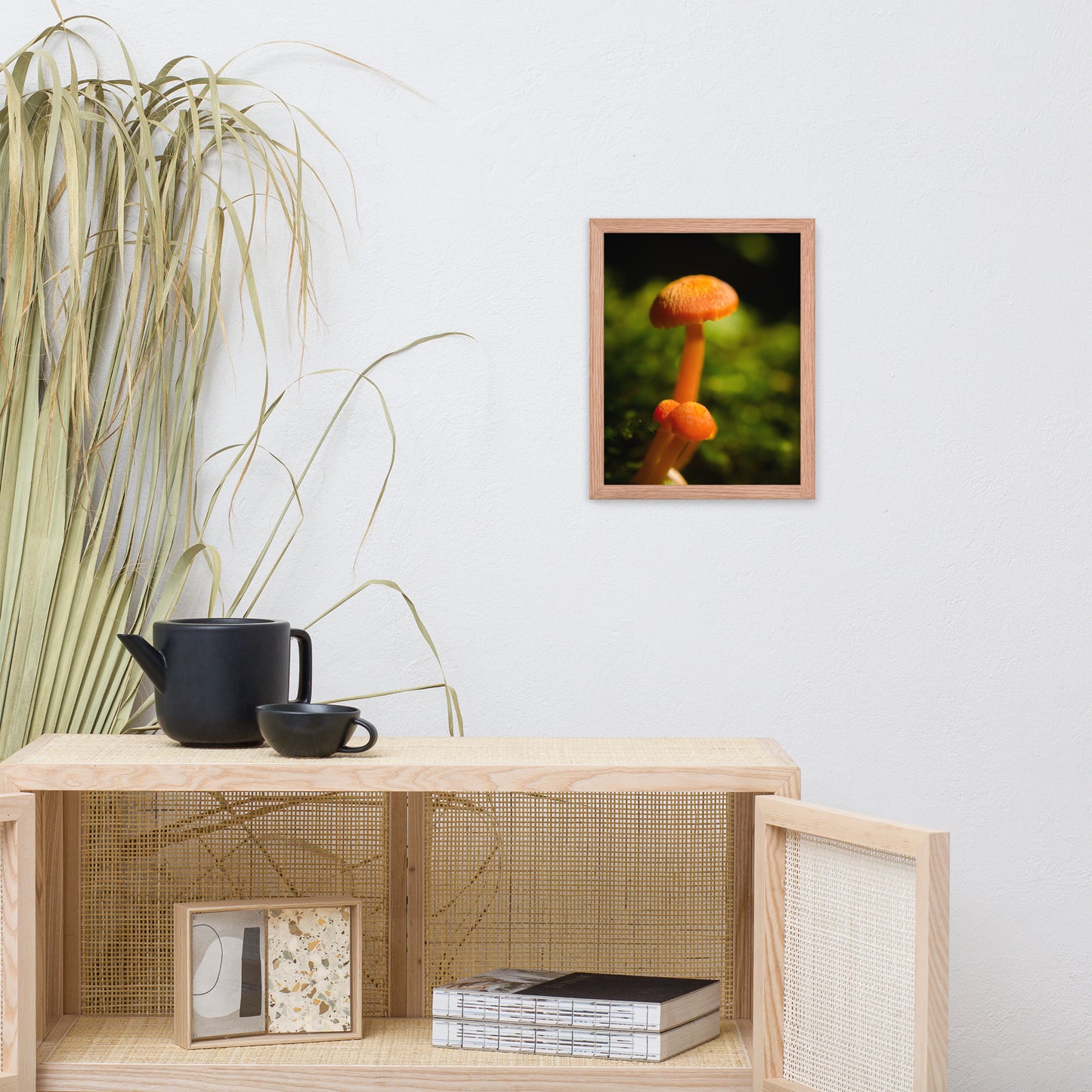 Button Top Mushrooms Botanical Nature Photo Framed Wall Art Print