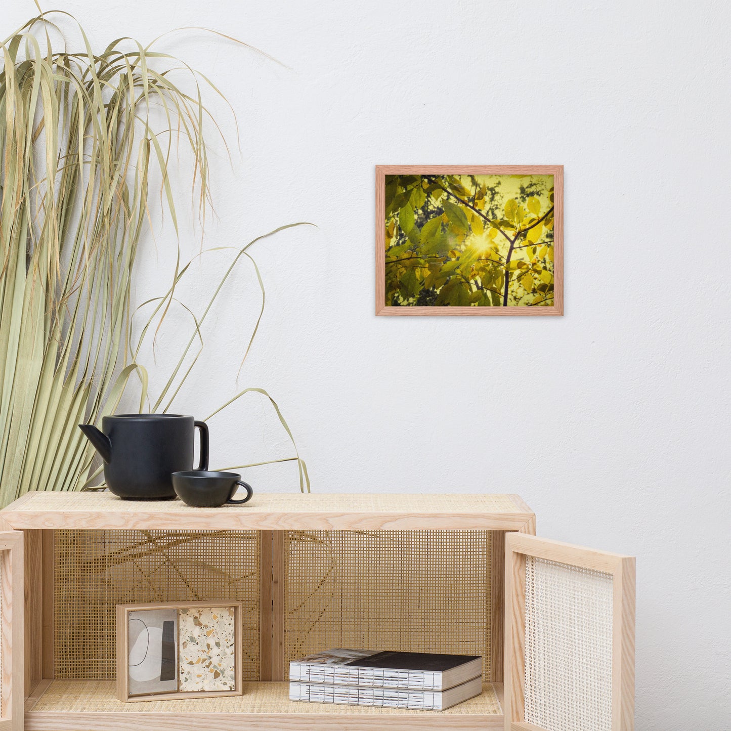 Hallway Artwork Ideas: Aged Golden Leaves Abstract / Country Farmhouse Style / Botanical / Nature Photo Framed Wall Art Print - Artwork - Home Decor
