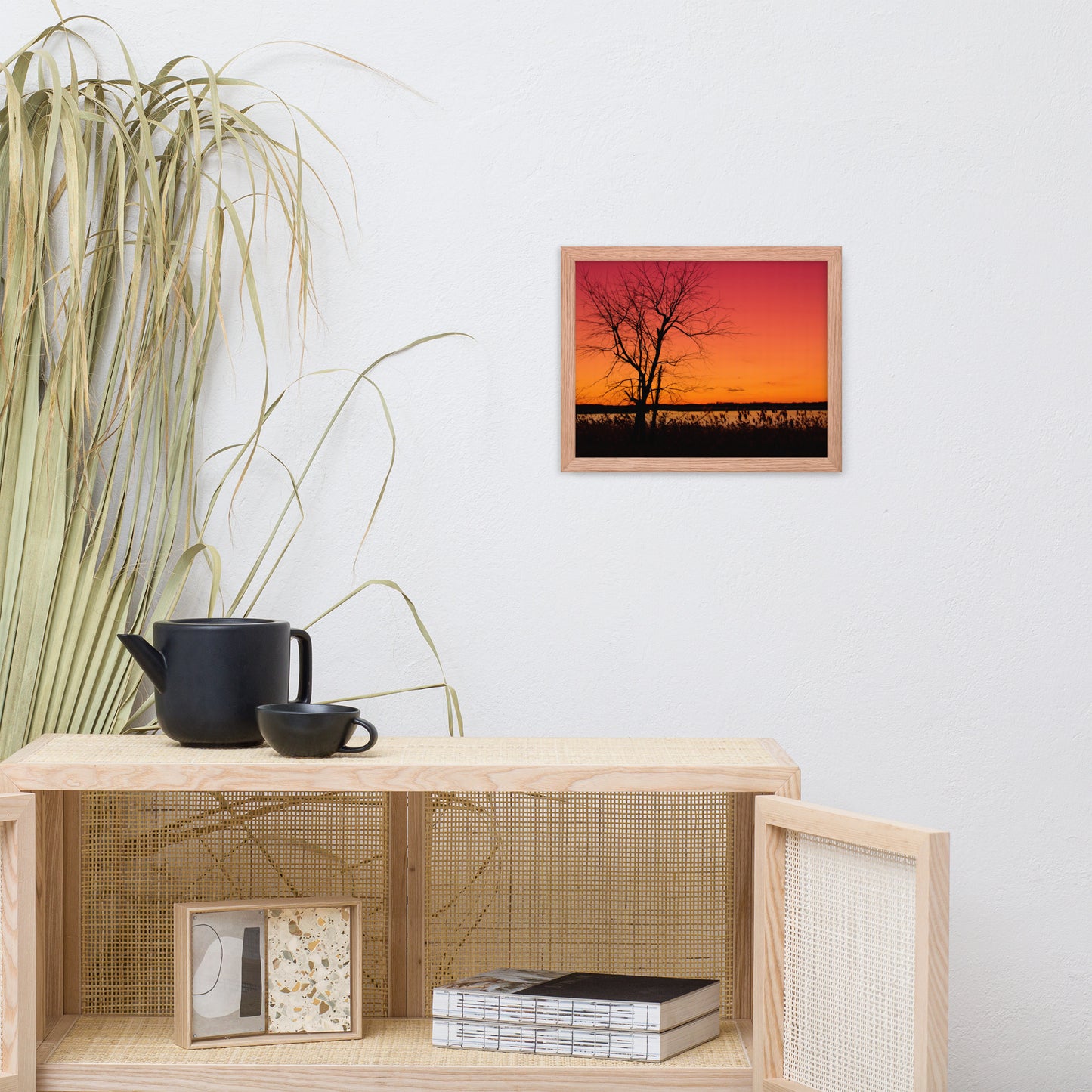 Burning Skies Rural Landscape Framed Photo Paper Wall Art Print