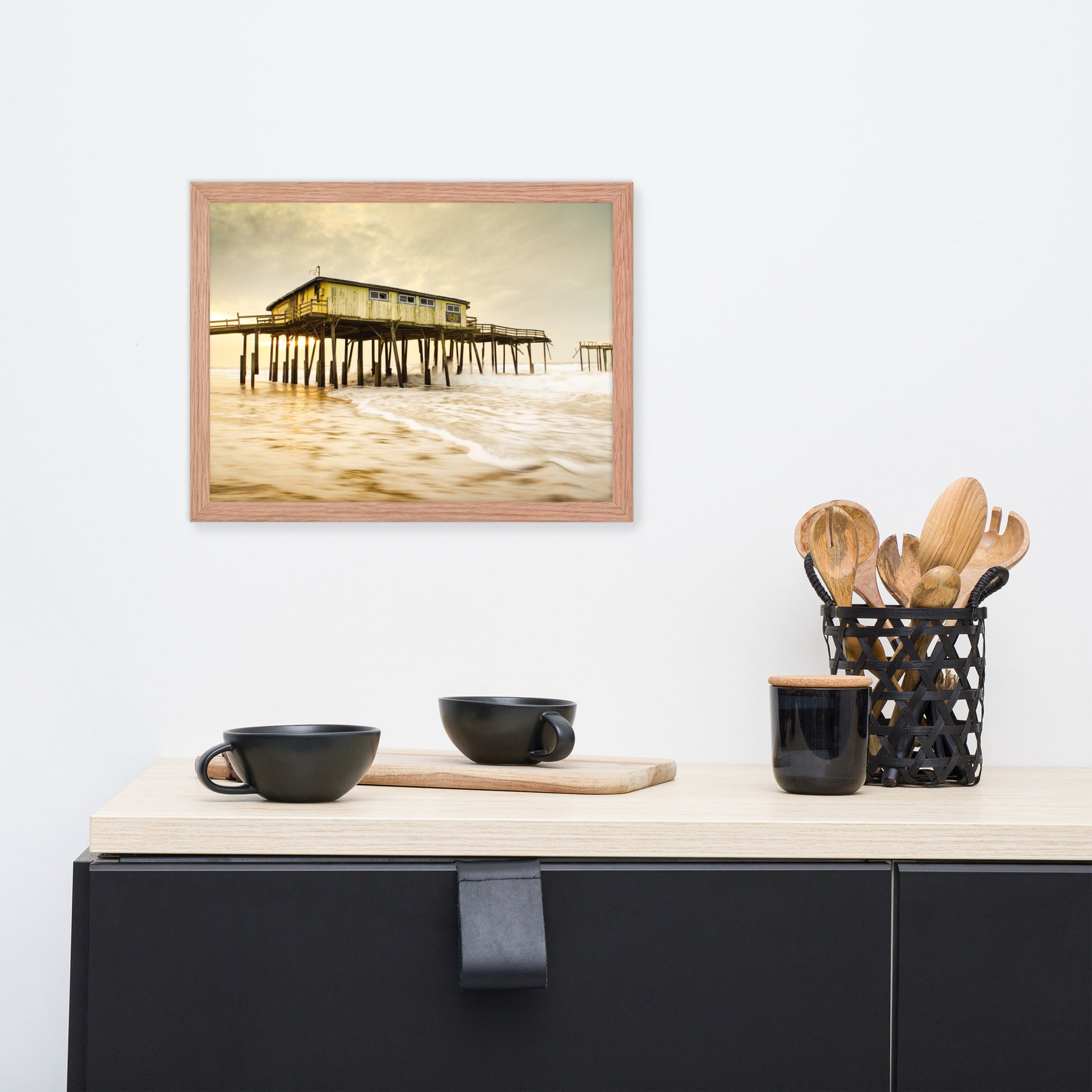 Abandoned Frisco Fishing Pier Coastal Landscape Photo Framed Wall Art Prints
