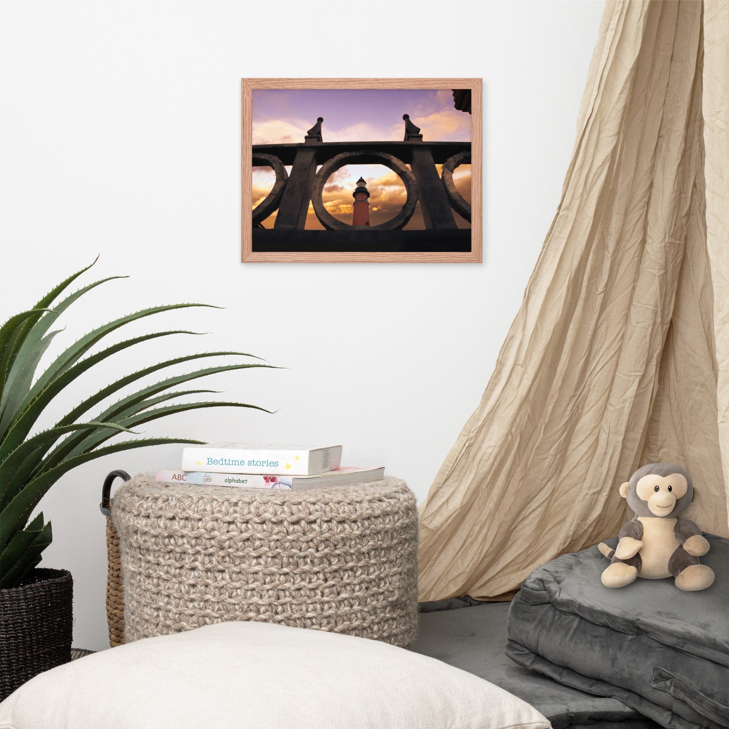Ponce De Leon Lighthouse and Iron Fence Architectural Coastal Photo Framed Wall Art Prints
